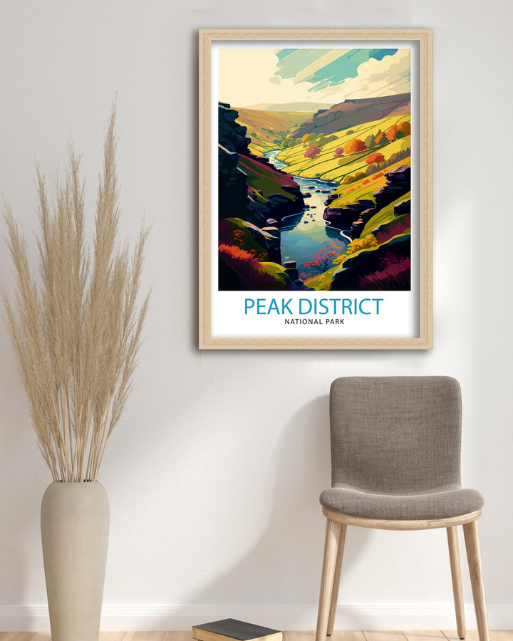 Peak District Travel Poster Peak District Wall Art Peak District Home Decor Peak District Illustration Peak District UK Travel Poster Gift