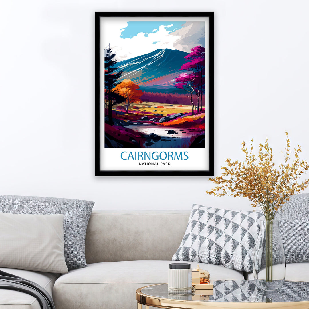 Cairngorms National Park Travel Poster Scotland Wall Art Cairngorms Illustration Travel Poster Gift Scotland Home Decor