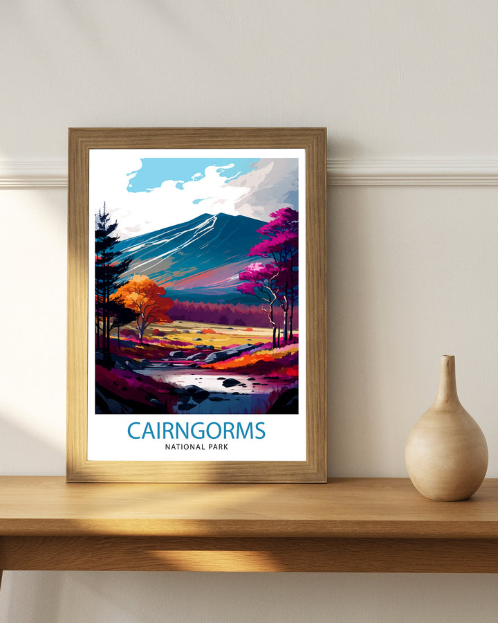 Cairngorms National Park Travel Poster Scotland Wall Art Cairngorms Illustration Travel Poster Gift Scotland Home Decor