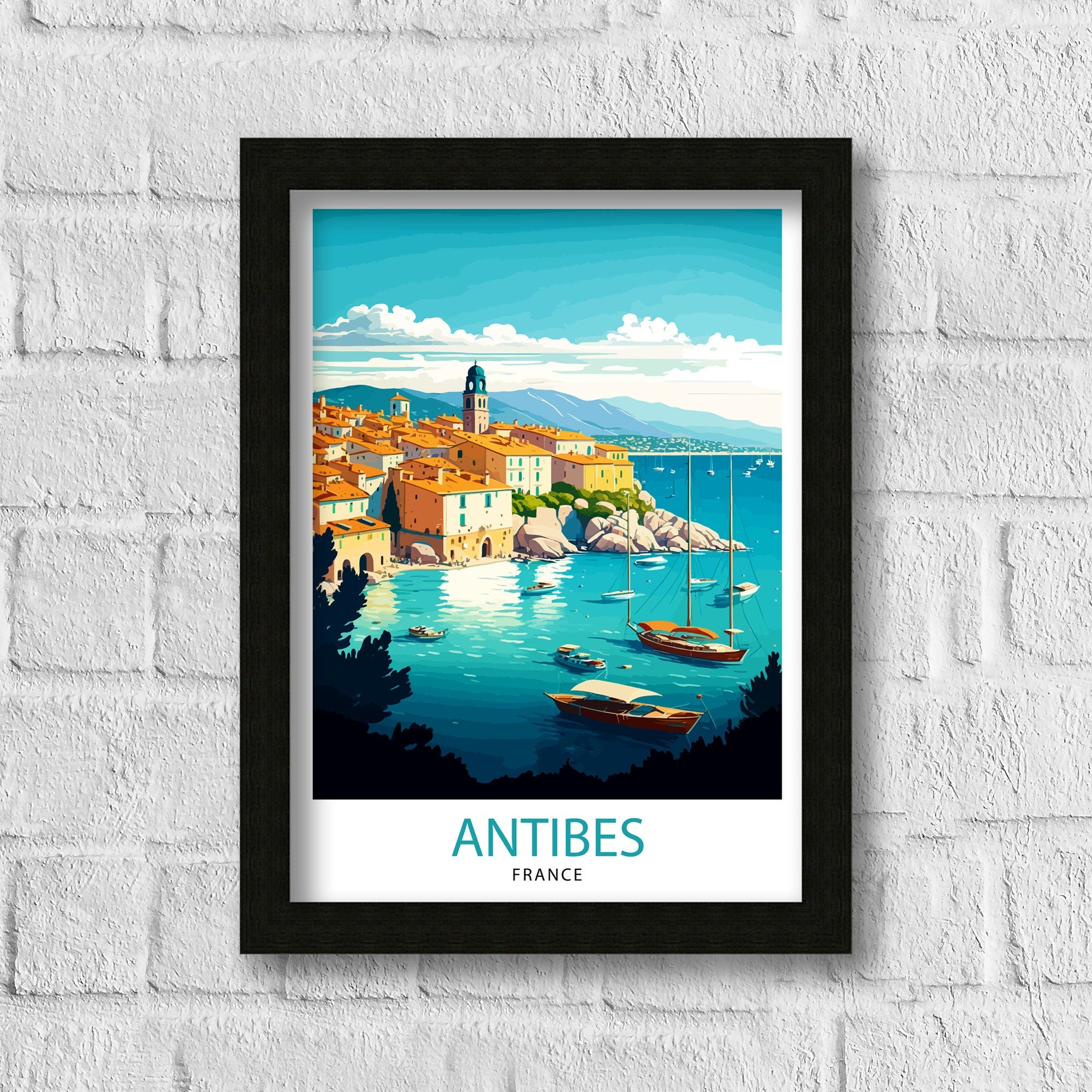 Antibes France Travel Print Antibes Wall Decor Antibes Home Living Decor Antibes France Illustration Travel Poster Gift for Antibes