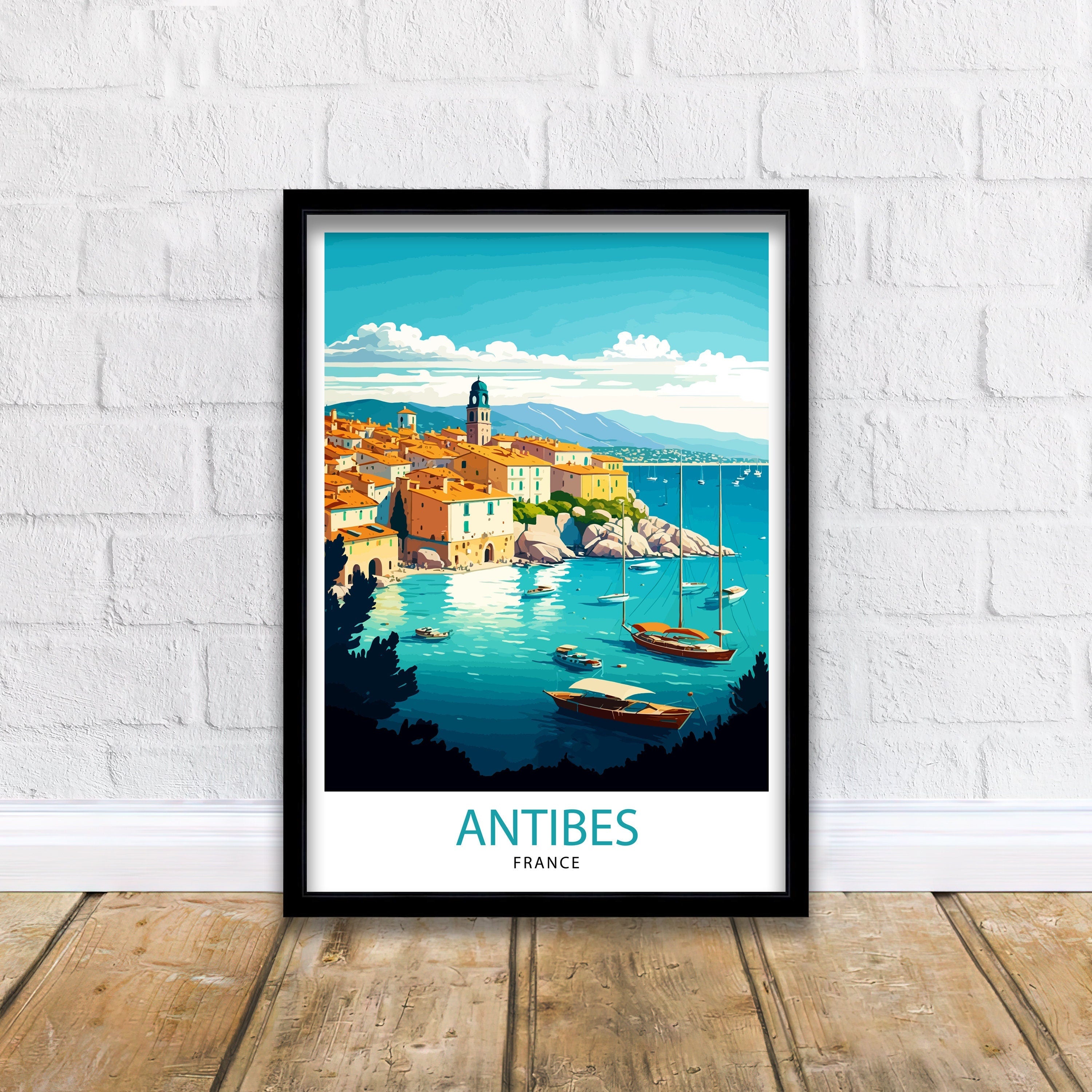 Antibes France Travel Print Antibes Wall Decor Antibes Home Living Decor Antibes France Illustration Travel Poster Gift for Antibes