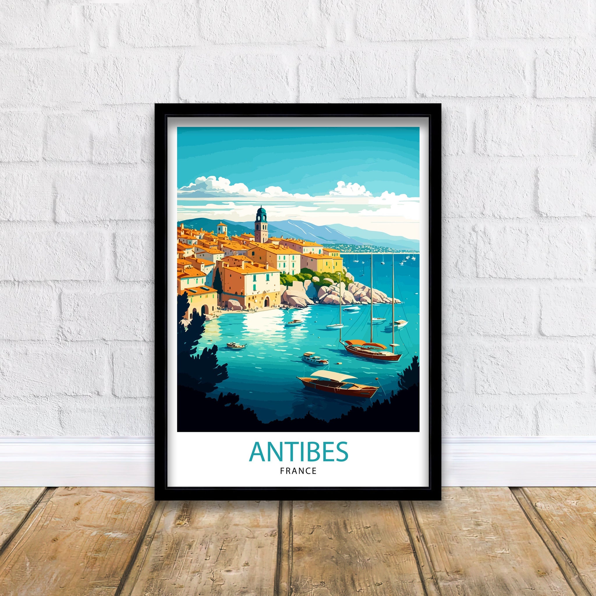 Antibes France Travel Print Antibes Wall Decor Antibes Home Living Decor Antibes France Illustration Travel Poster Gift for Antibes