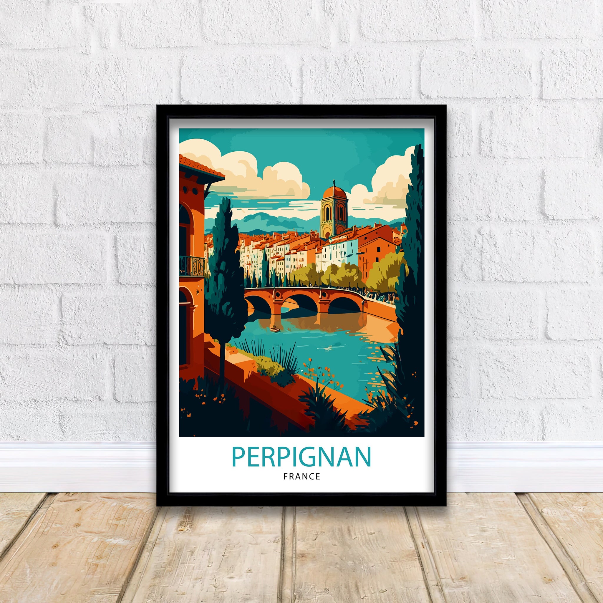 Perpignan France Travel Print Perpignan Wall Decor Perpignan Home Living Decor Perpignan France Illustration Travel Poster Gift