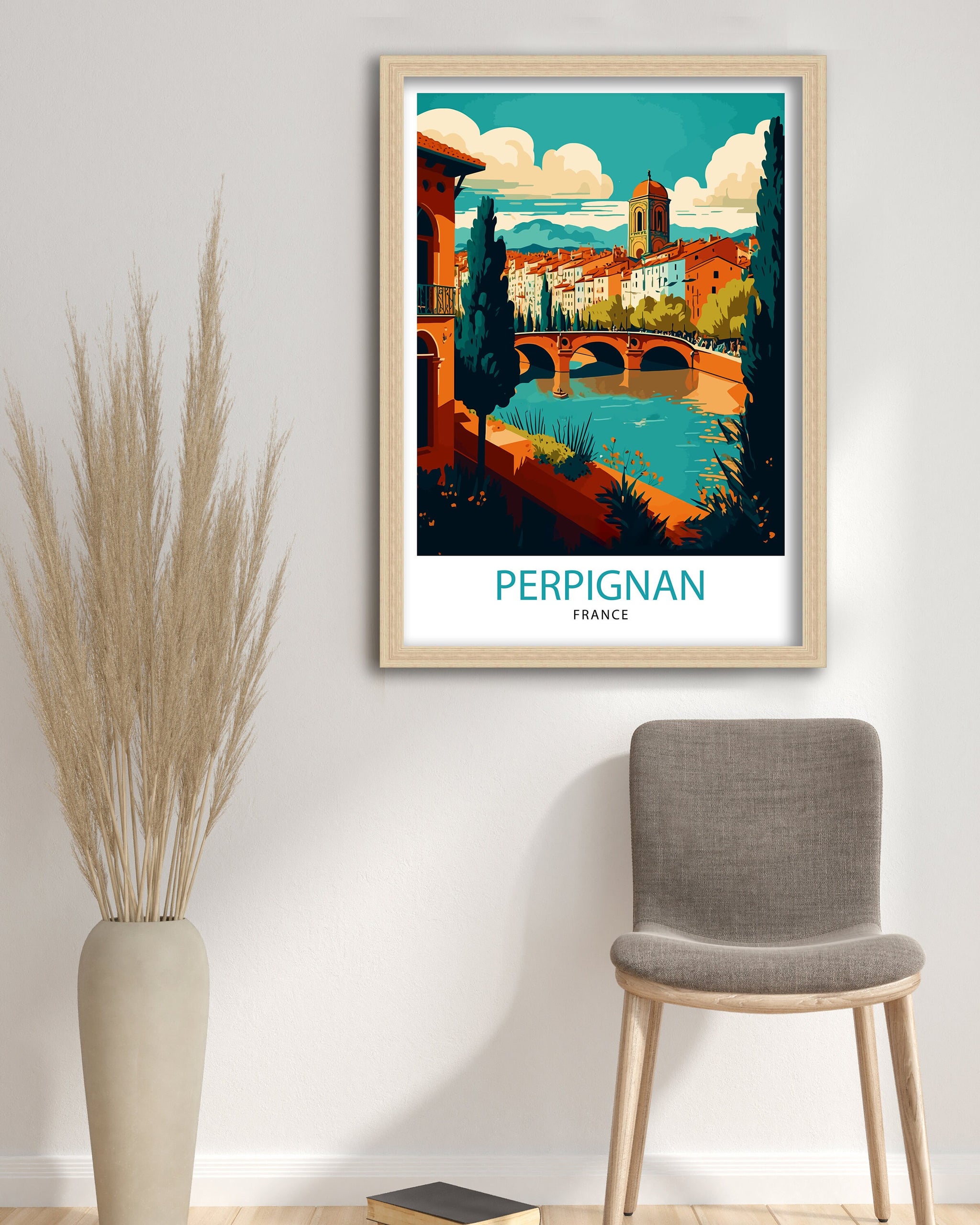 Perpignan France Travel Print Perpignan Wall Decor Perpignan Home Living Decor Perpignan France Illustration Travel Poster Gift
