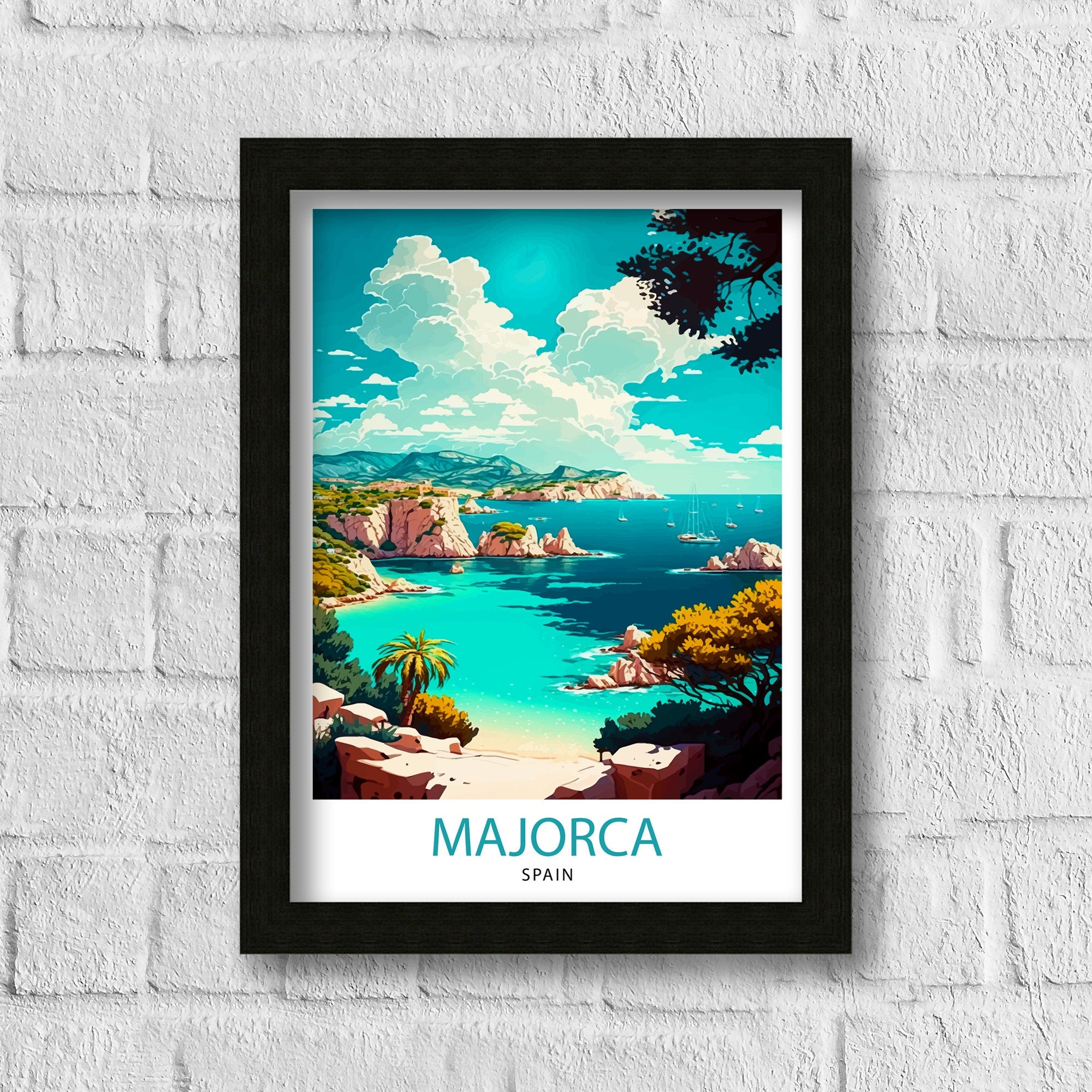 Majorca Spain Travel Print Majorca Wall Decor Majorca Home Living Decor Majorca Spain Illustration Travel Poster Gift for Majorca Spain Home