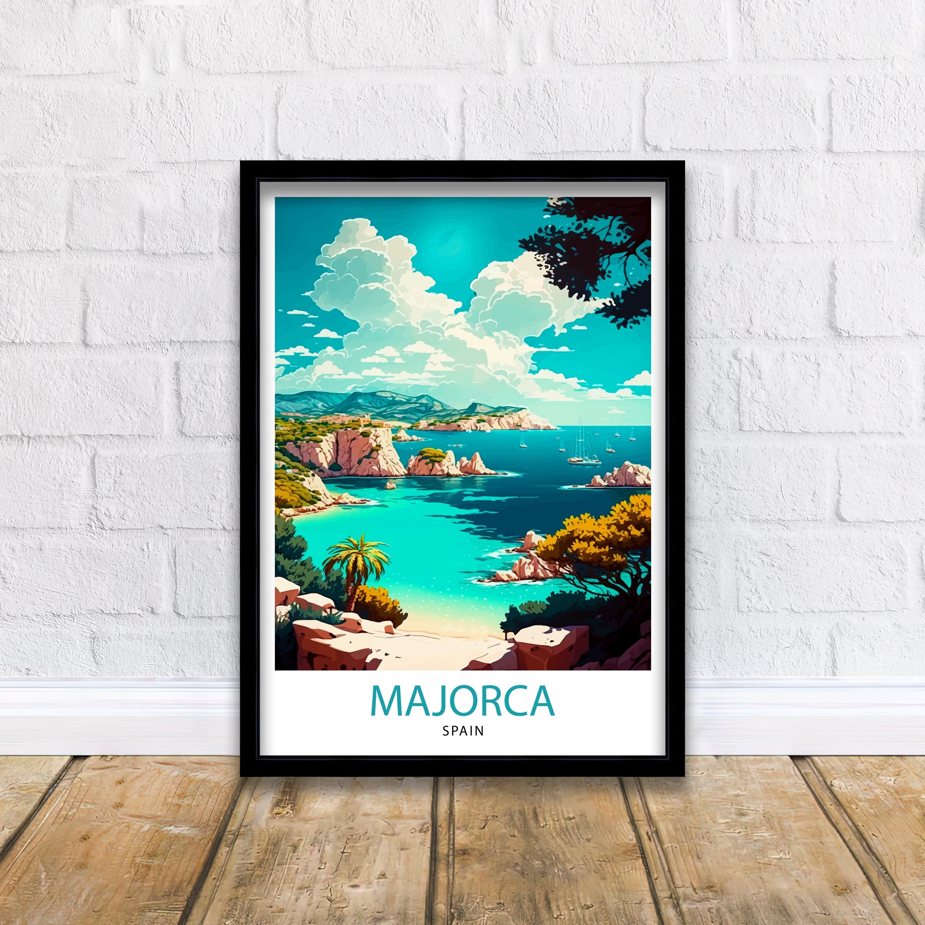 Majorca Spain Travel Print Majorca Wall Decor Majorca Home Living Decor Majorca Spain Illustration Travel Poster Gift for Majorca Spain Home
