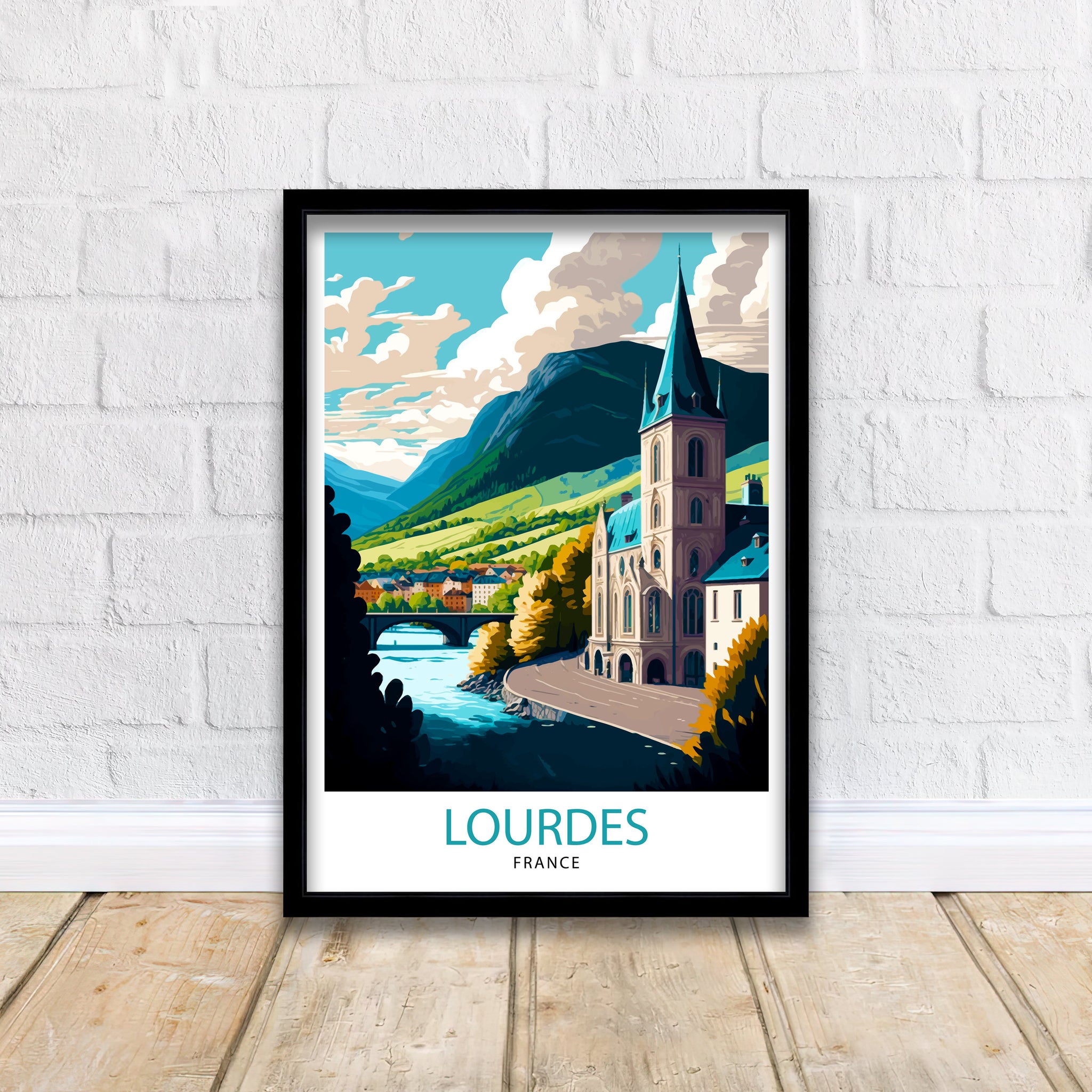 Lourdes France Travel Print Lourdes Wall Decor Lourdes Home Living Decor Lourdes France Illustration Travel Poster Gift for Lourdes France