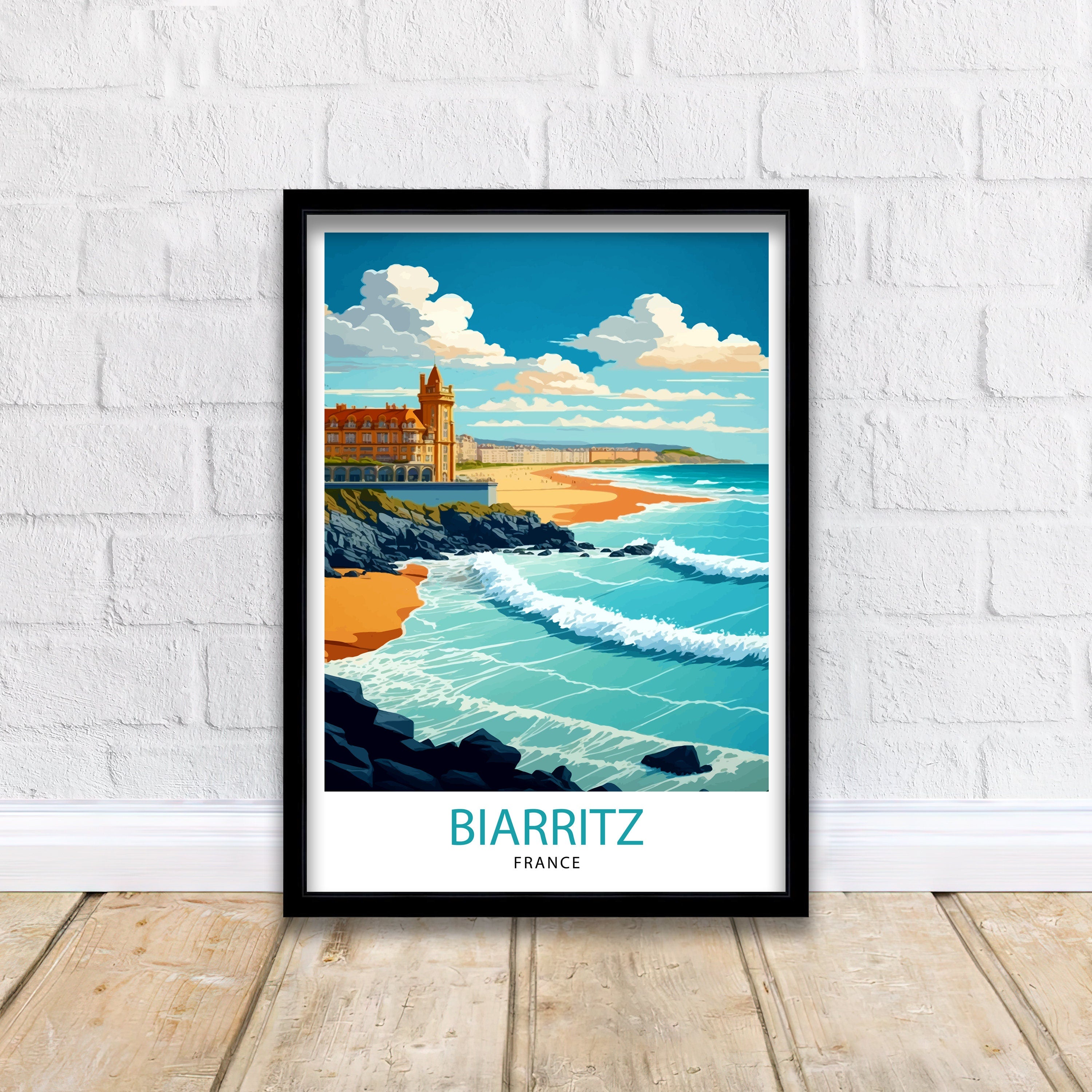 Biarritz France Travel Print Biarritz Wall Decor Biarritz Home Living Decor Biarritz France Illustration Travel Poster Gift for Biarritz