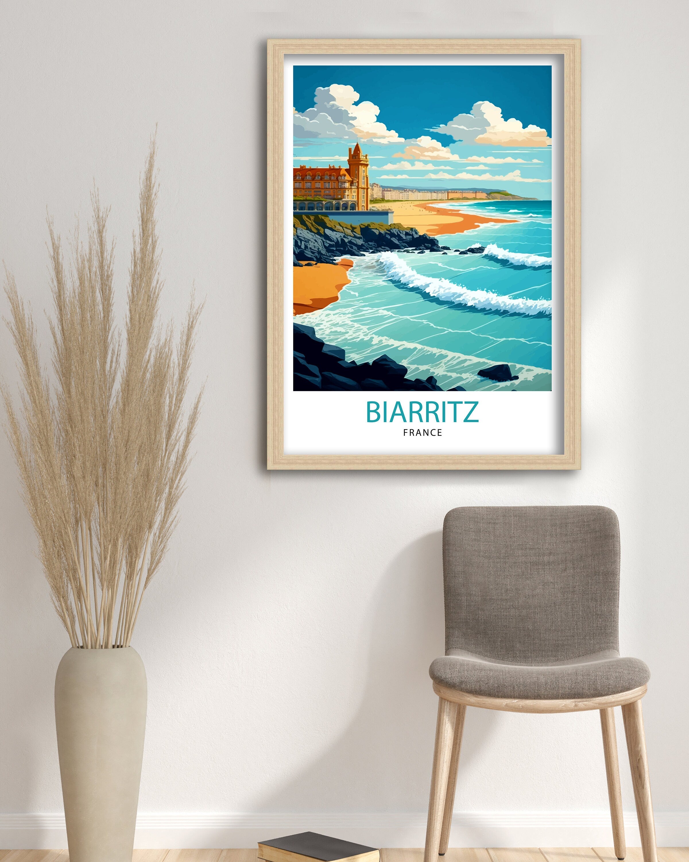 Biarritz France Travel Print Biarritz Wall Decor Biarritz Home Living Decor Biarritz France Illustration Travel Poster Gift for Biarritz