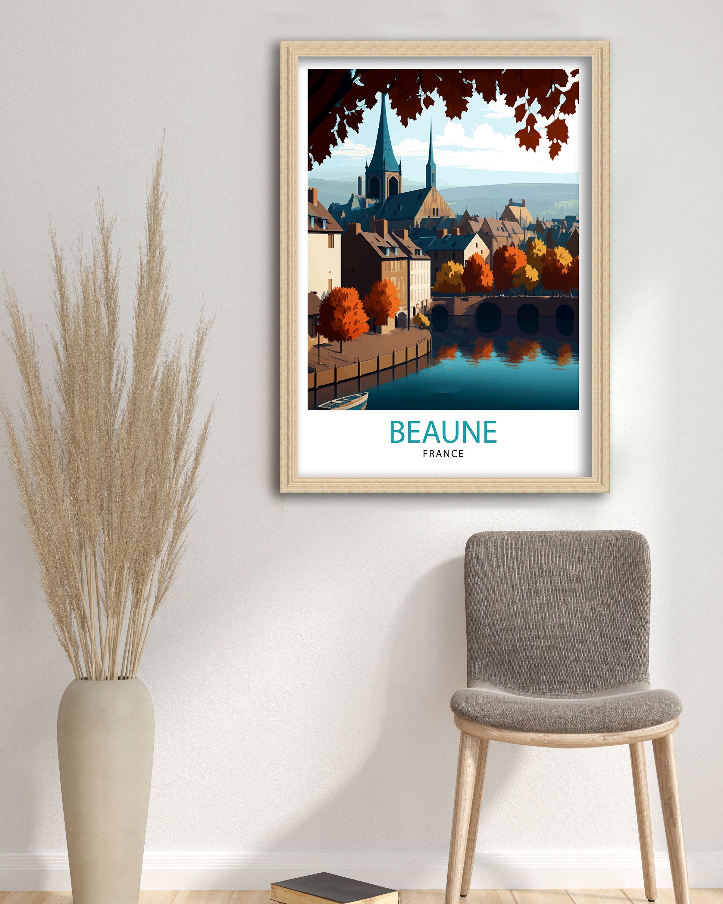 Beaune France Travel Print Beaune Wall Decor Beaune Home Living Decor Beaune France Illustration Travel Poster Gift for Beaune France