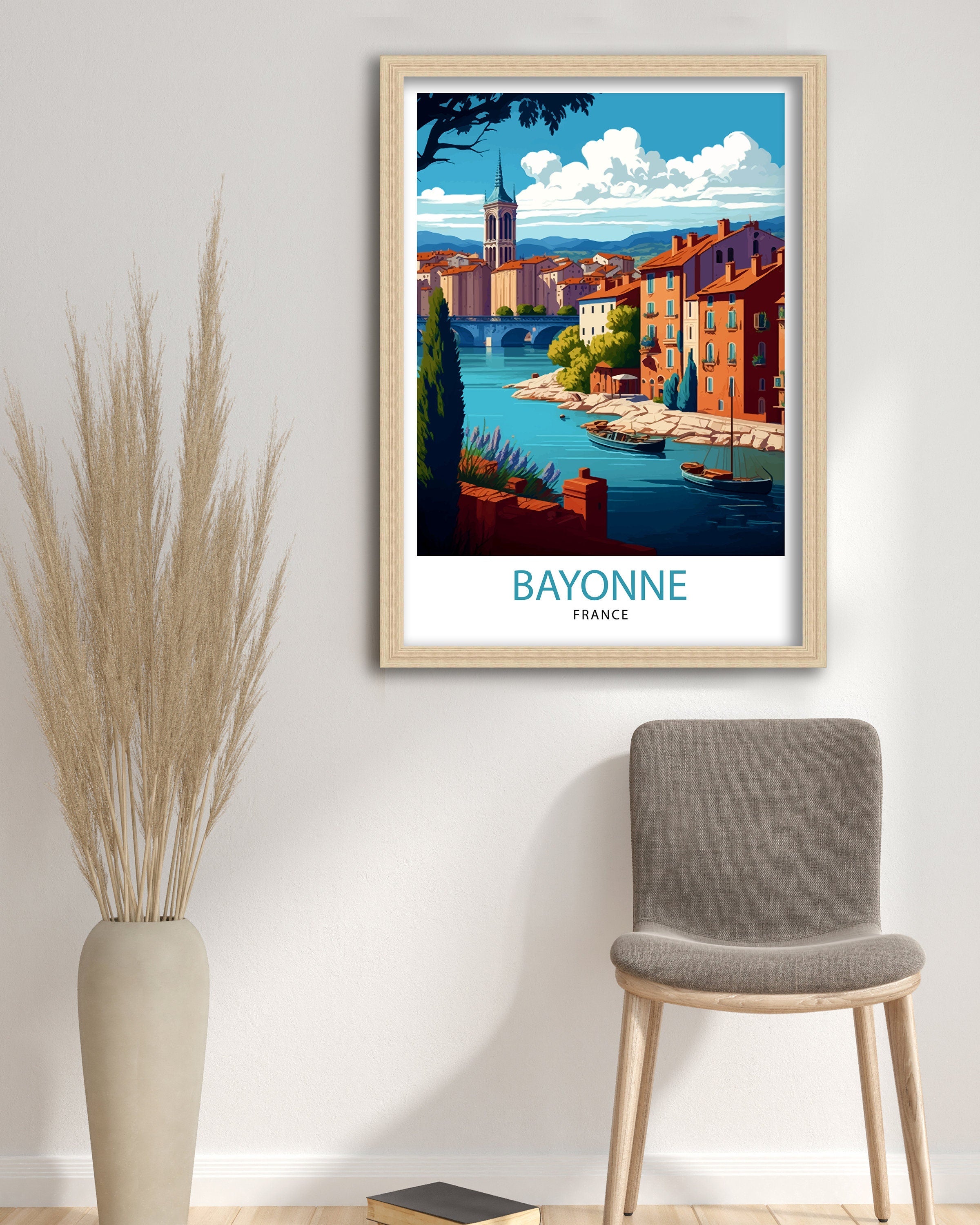 Bayonne France Travel Print Bayonne Wall Decor Bayonne Home Living Decor Bayonne France Illustration Travel Poster Gift for Bayonne