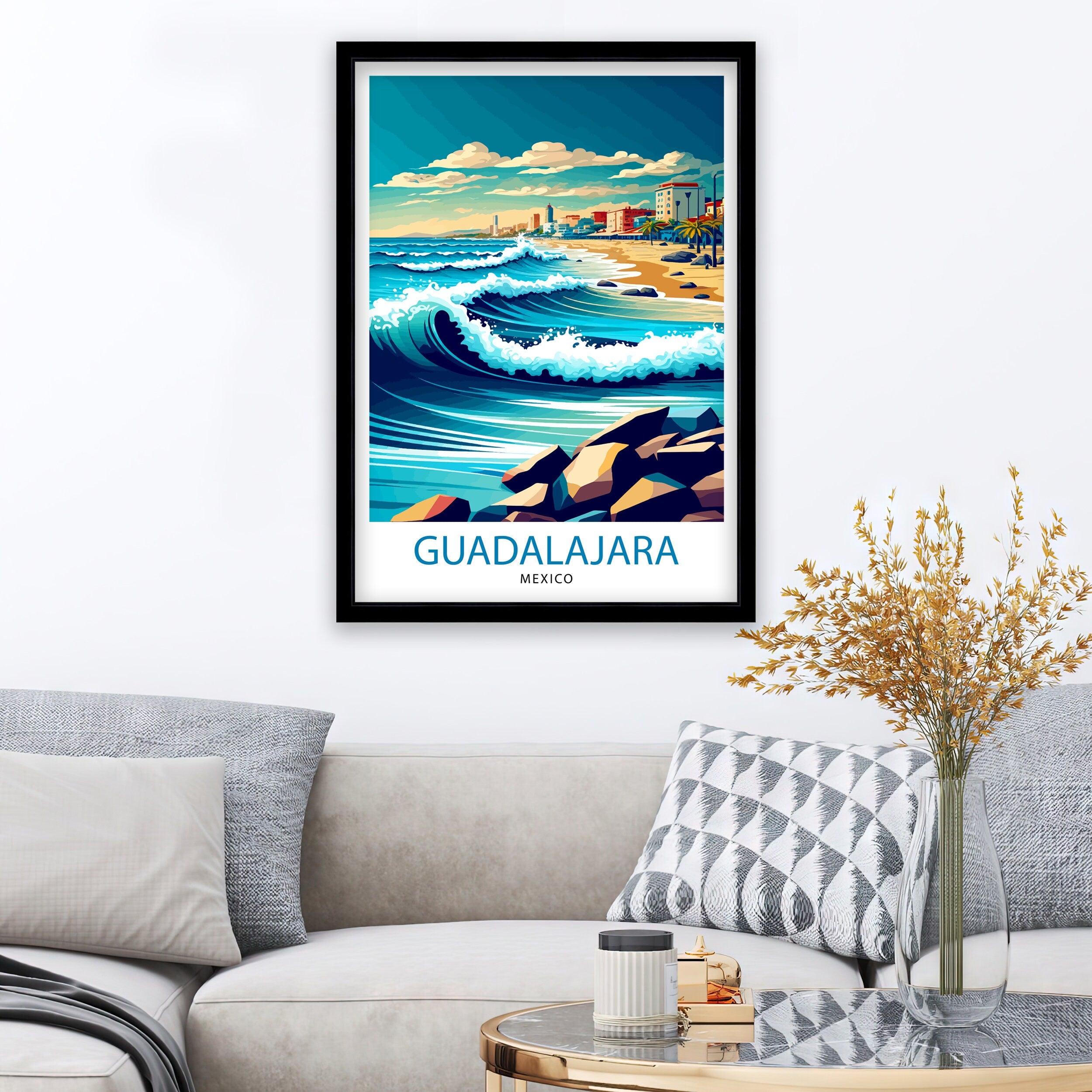 Guadalajara Mexico Travel Print Guadalajara Wall Decor Guadalajara Home Living Decor Guadalajara Mexico Illustration Travel Poster