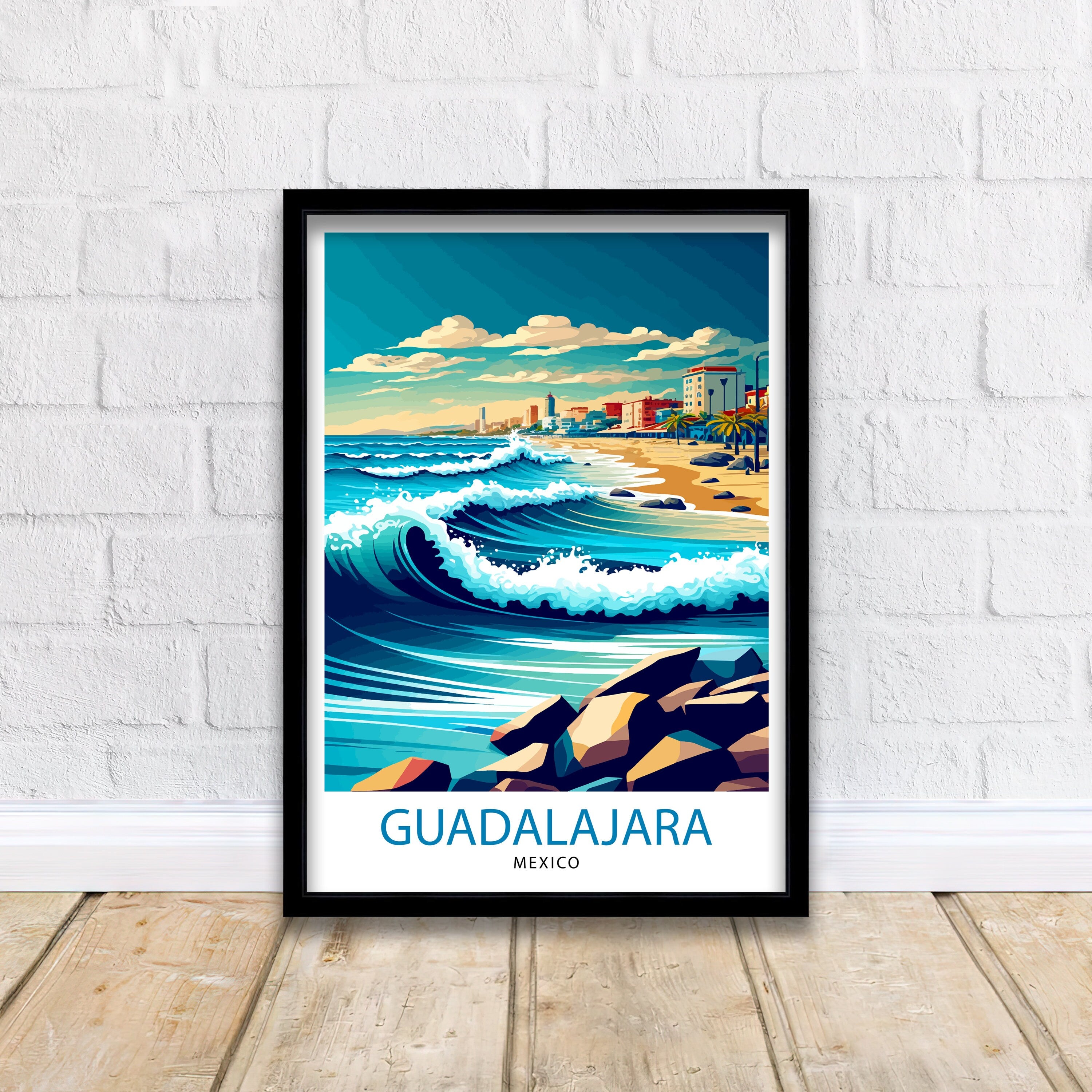 Guadalajara Mexico Travel Print Guadalajara Wall Decor Guadalajara Home Living Decor Guadalajara Mexico Illustration Travel Poster