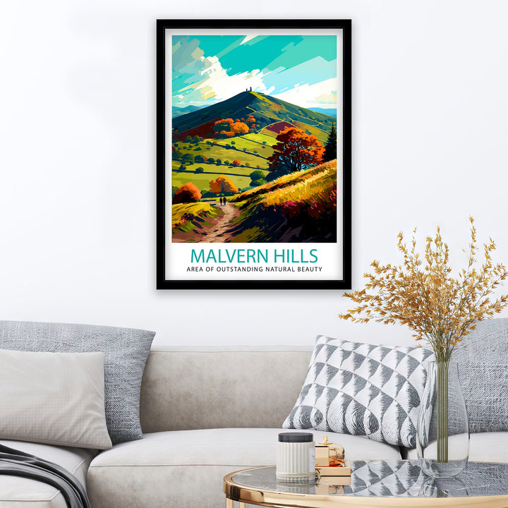 Malvern Hills Travel Print Malvern Hills Wall Art Malvern Hills Home Decor Malvern Hills Illustration Travel Poster Gift for Malvern Hills