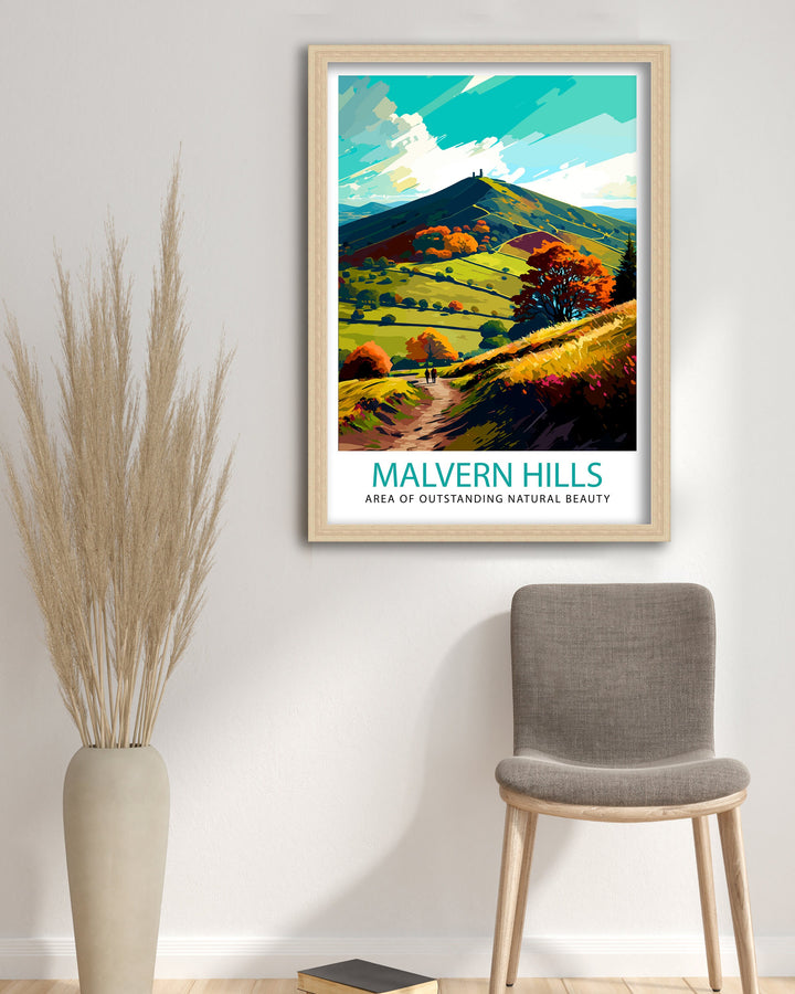 Malvern Hills Travel Print Malvern Hills Wall Art Malvern Hills Home Decor Malvern Hills Illustration Travel Poster Gift for Malvern Hills