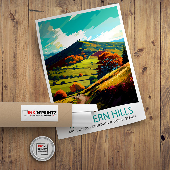 Malvern Hills Travel Print Malvern Hills Wall Art Malvern Hills Home Decor Malvern Hills Illustration Travel Poster Gift for Malvern Hills