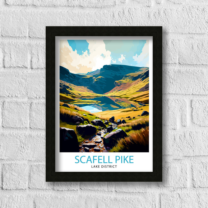 Scafell Pike Travel Poster Lake District Wall Art Scafell Pike Illustration England Travel Poster Gift for Hikers Mountain