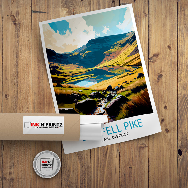 Scafell Pike Travel Poster Lake District Wall Art Scafell Pike Illustration England Travel Poster Gift for Hikers Mountain