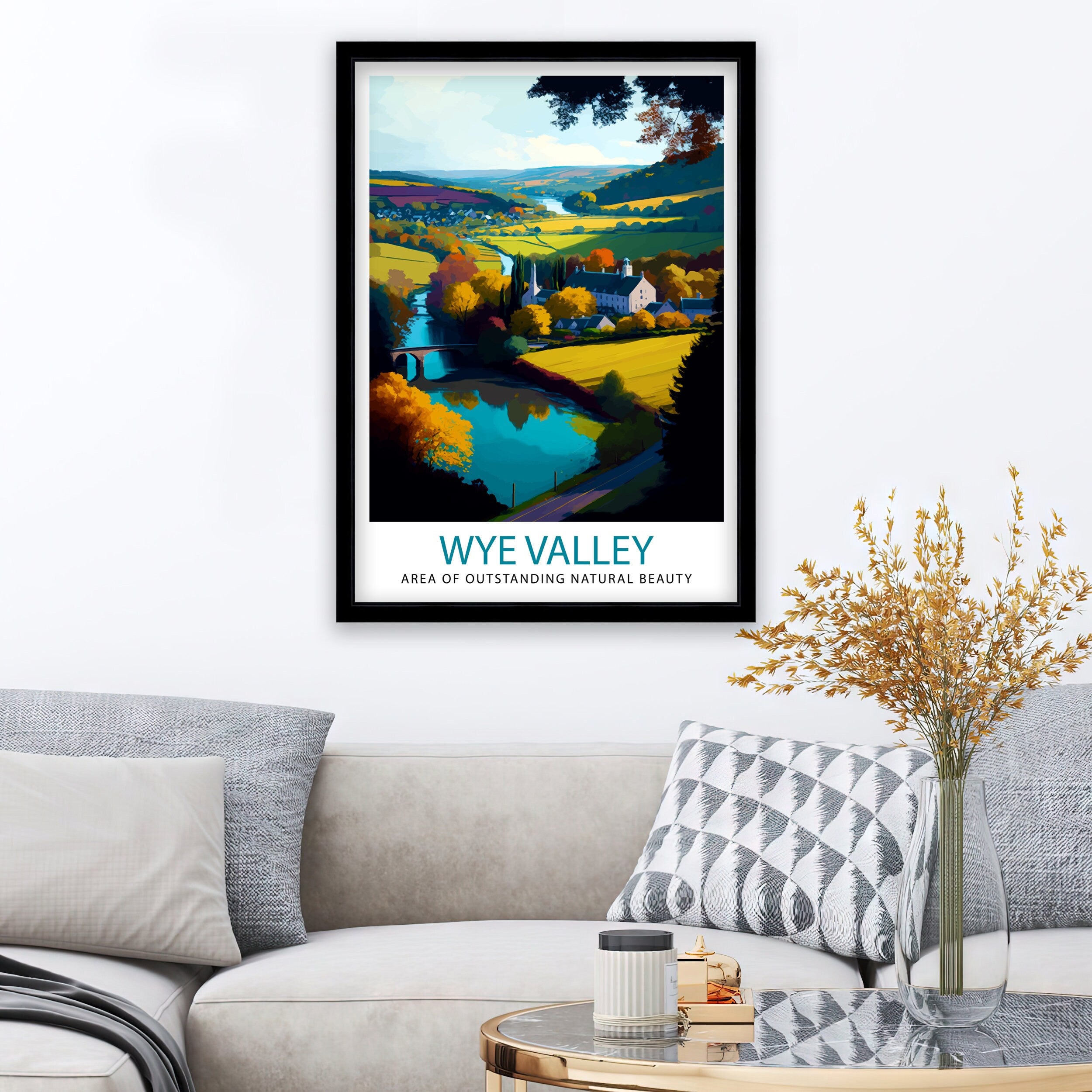 Wye Valley Travel Print Wye Valley Wall Art Wye Valley Home Decor Wye Valley Illustration Travel Poster, Gift For Traveler Wye Valley