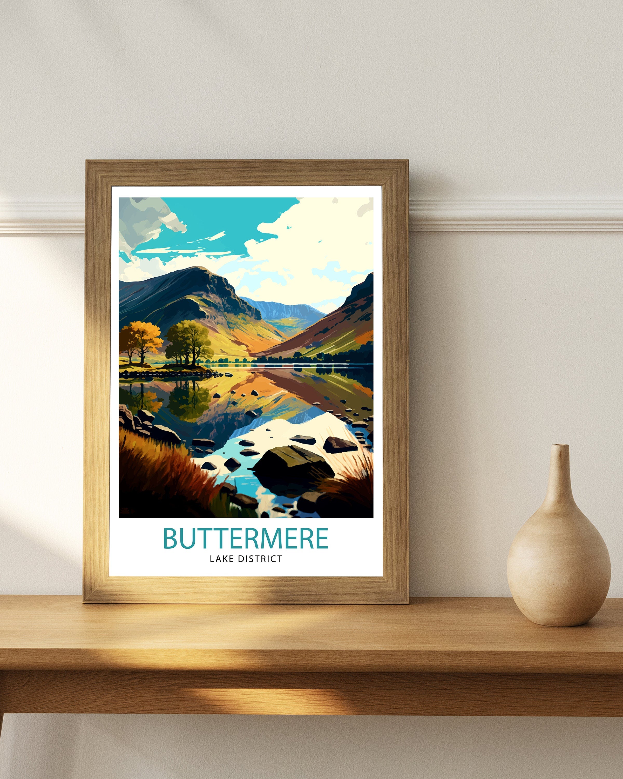 Buttermere Lake District Travel Print Buttermere Wall Decor Buttermere Home Living Decor Buttermere Illustration Travel Poster Gift