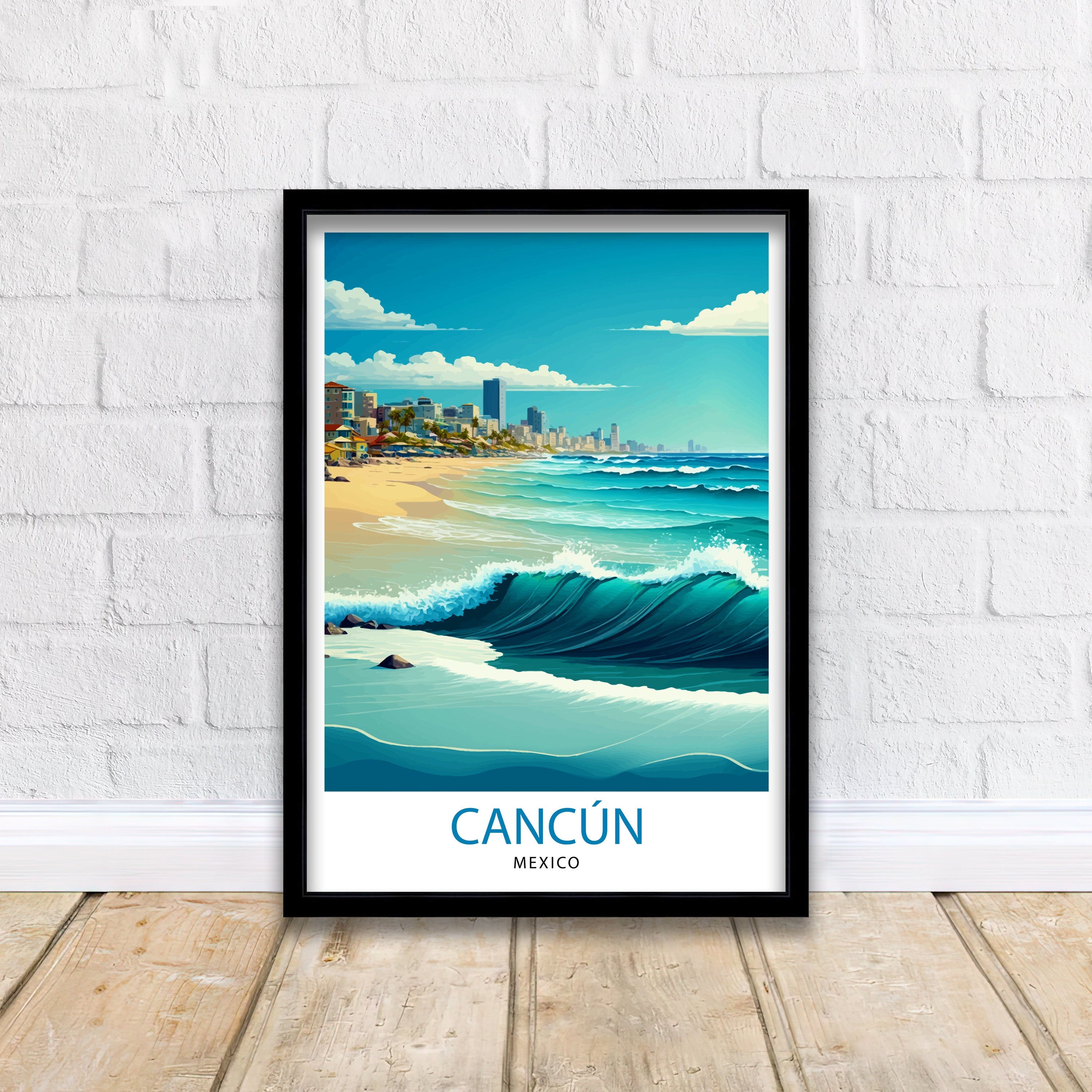 Cancun Mexico Travel Print Cancun Wall Decor Cancun Home Living Decor Cancun Illustration Travel Poster Gift for Cancun Mexico Home Decor