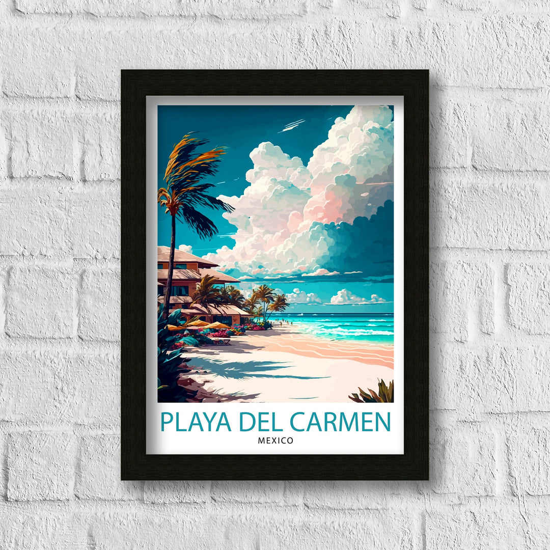 Playa del Carmen Travel Print Playa del Carmen Wall Decor Playa del Carmen Home Living Decor Playa del Carmen Illustration Travel Poster
