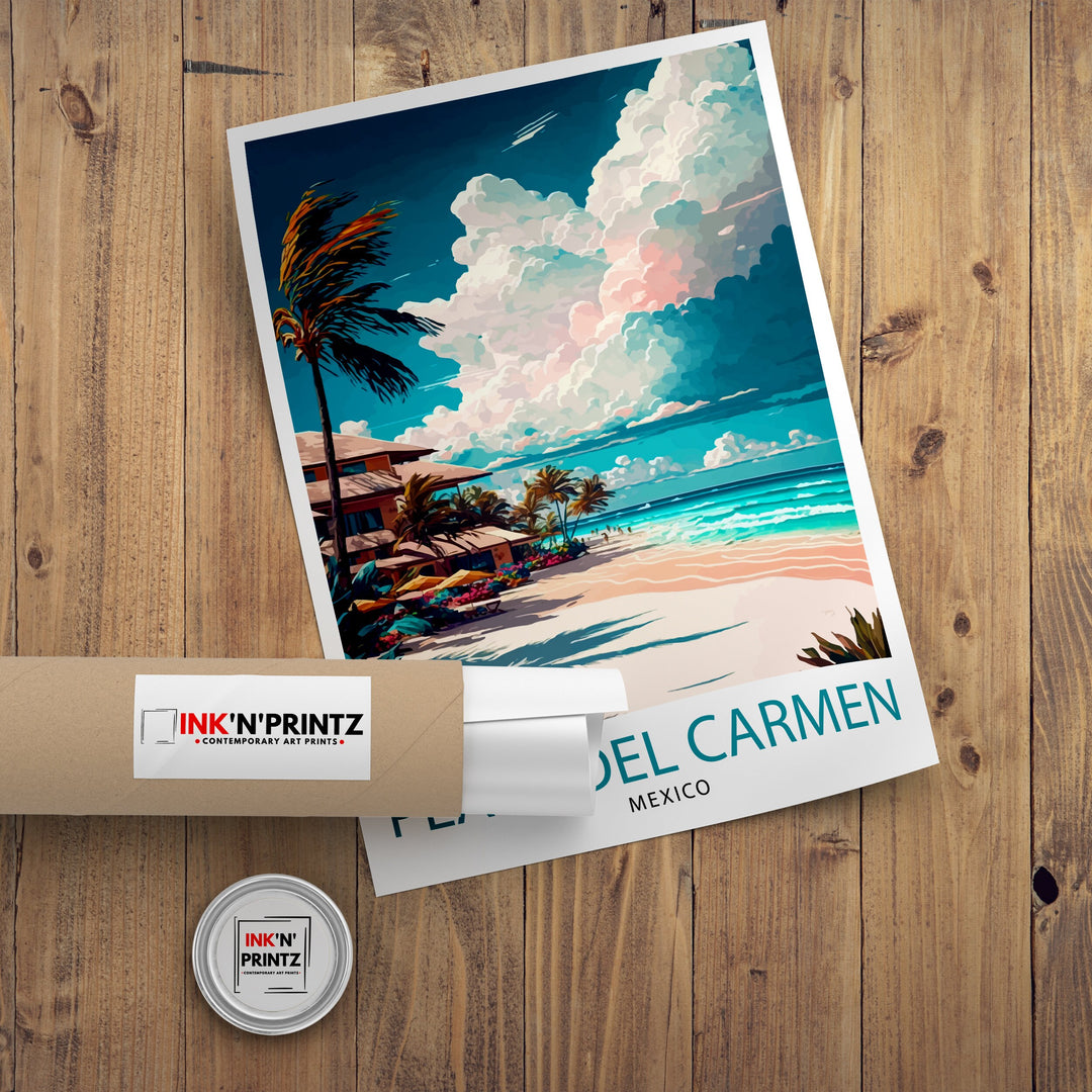 Playa del Carmen Travel Print Playa del Carmen Wall Decor Playa del Carmen Home Living Decor Playa del Carmen Illustration Travel Poster