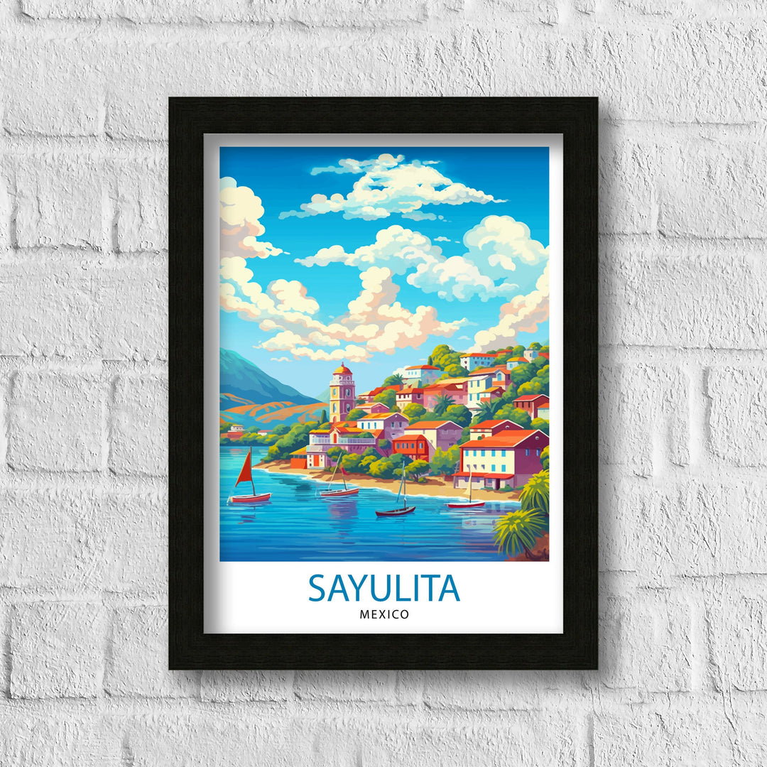 Sayulita Mexico Travel Print Sayulita Wall Decor Sayulita Home Living Decor Sayulita Mexico Illustration Travel Poster Gift for Sayulita