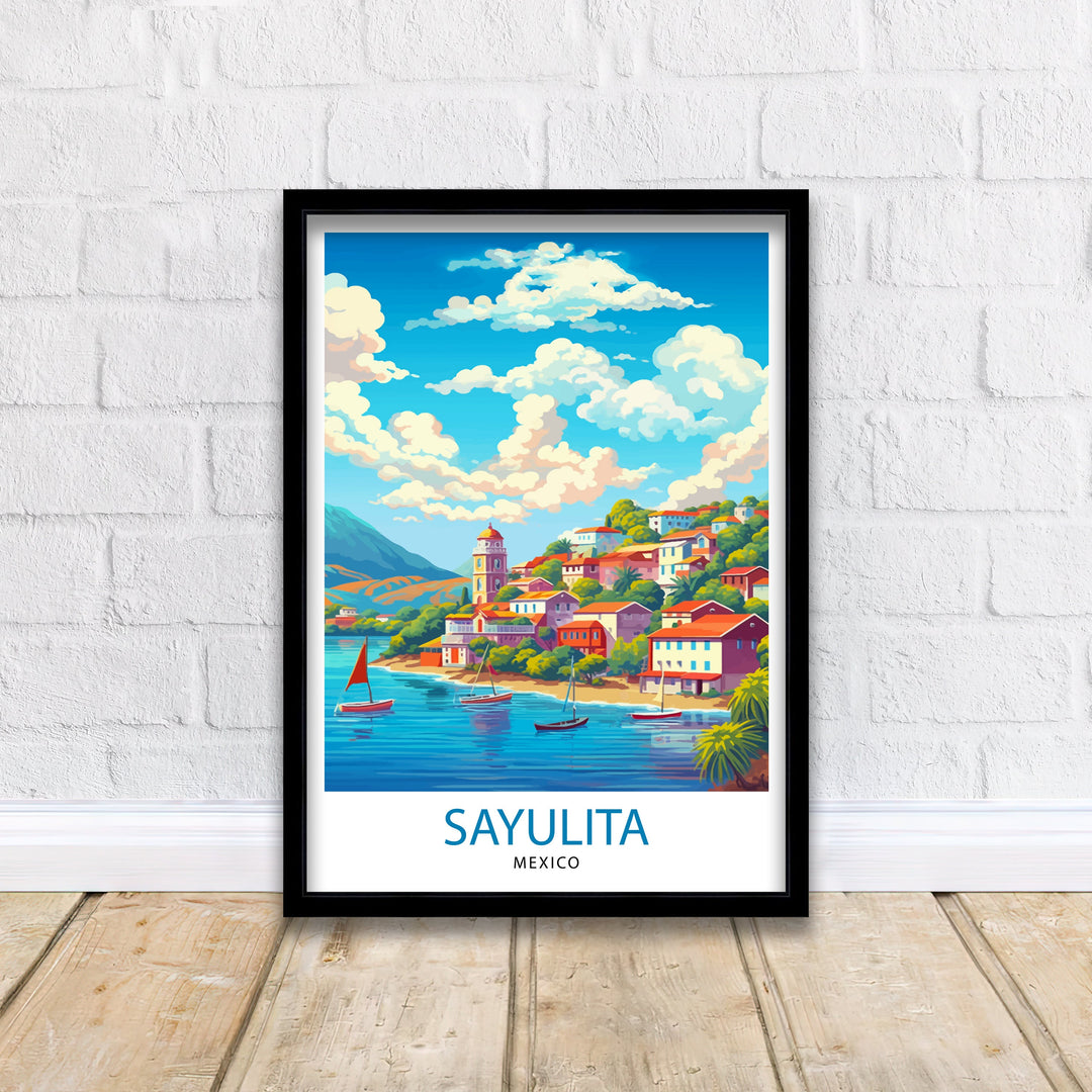 Sayulita Mexico Travel Print Sayulita Wall Decor Sayulita Home Living Decor Sayulita Mexico Illustration Travel Poster Gift for Sayulita