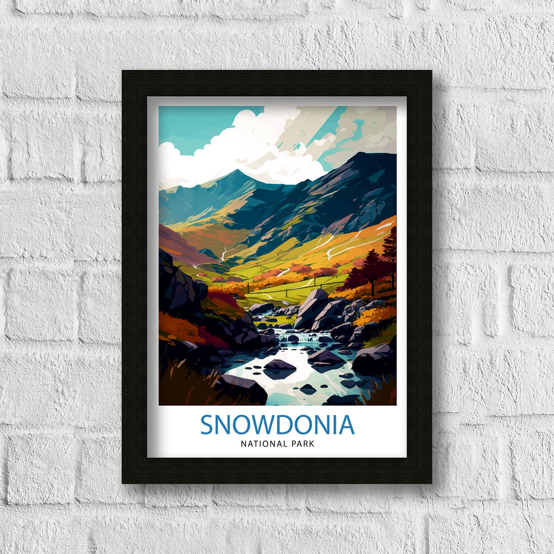 Snowdonia National Park Travel Poster Wall Art Decor Snowdonia Illustration Travel Poster Wales Home Decor Mountain Landscape Poster