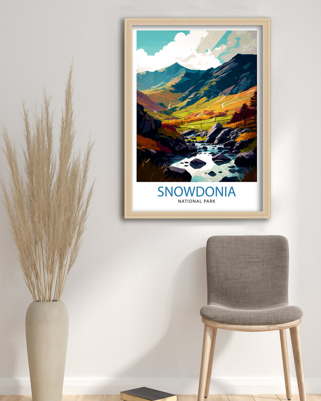 Snowdonia National Park Travel Poster Wall Art Decor Snowdonia Illustration Travel Poster Wales Home Decor Mountain Landscape Poster