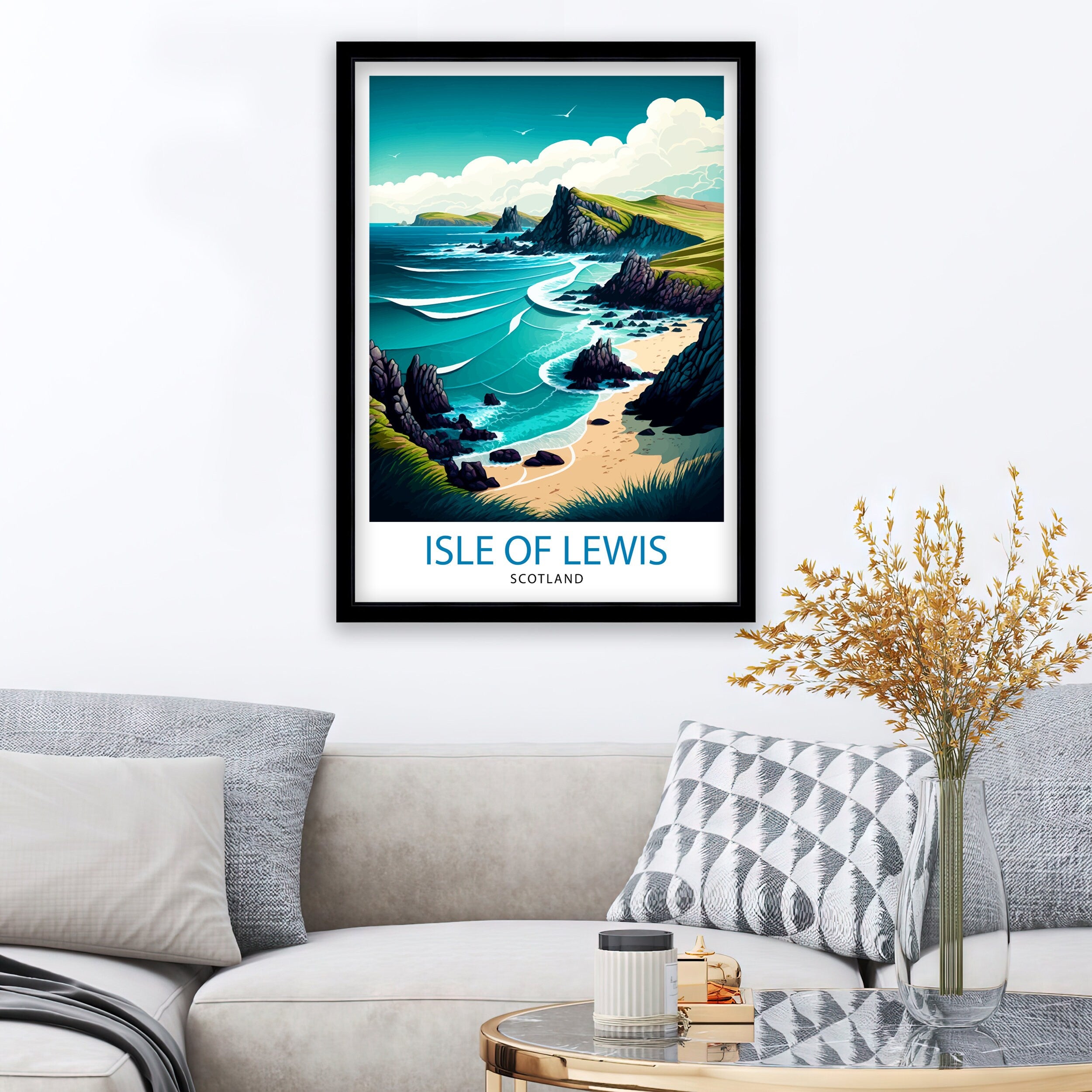Isle of Lewis Travel Print Lewis Wall Decor Lewis Home Living Decor Lewis Illustration Travel Poster Gift for Isle of Lewis Lewis Home Decor
