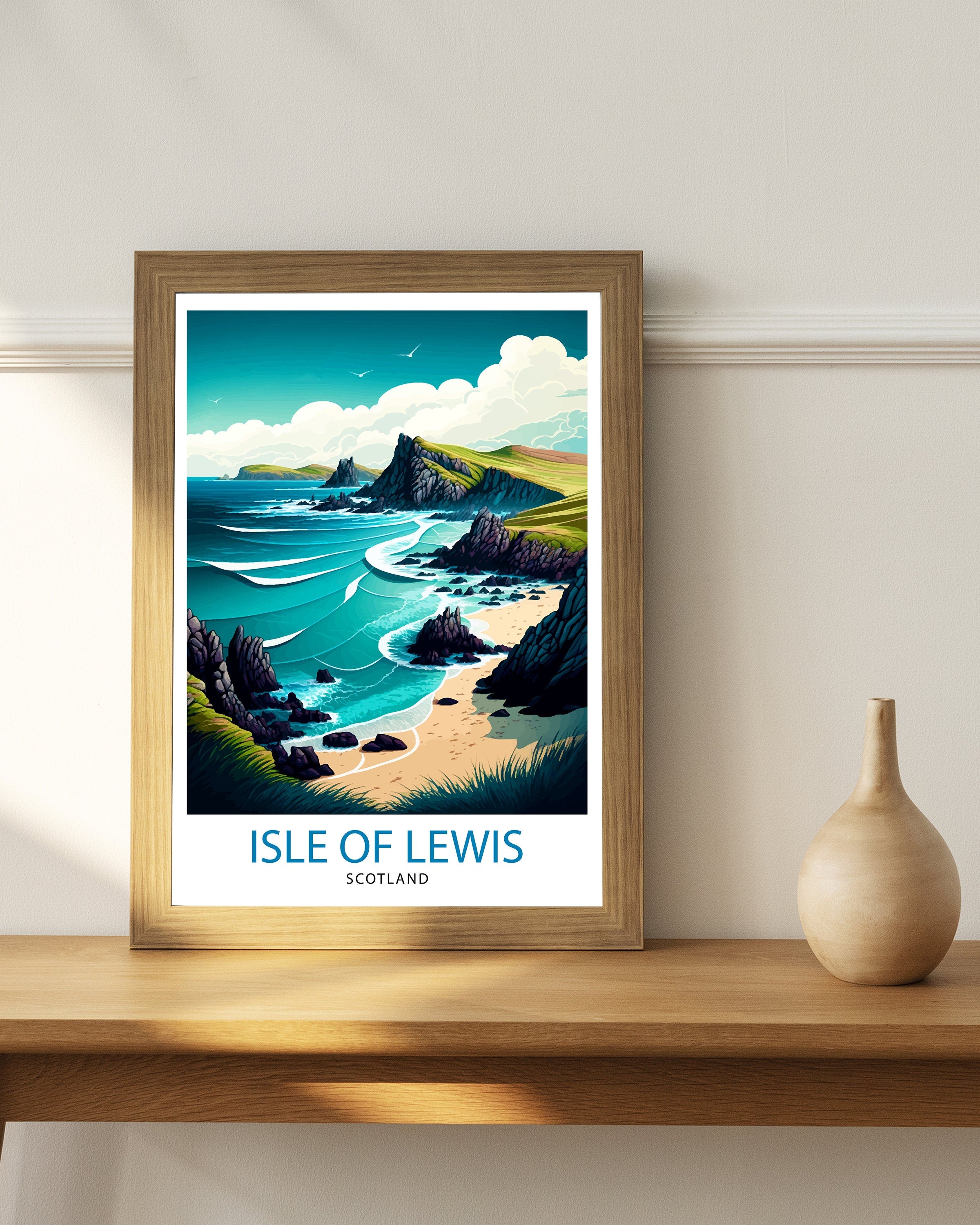 Isle of Lewis Travel Print Lewis Wall Decor Lewis Home Living Decor Lewis Illustration Travel Poster Gift for Isle of Lewis Lewis Home Decor