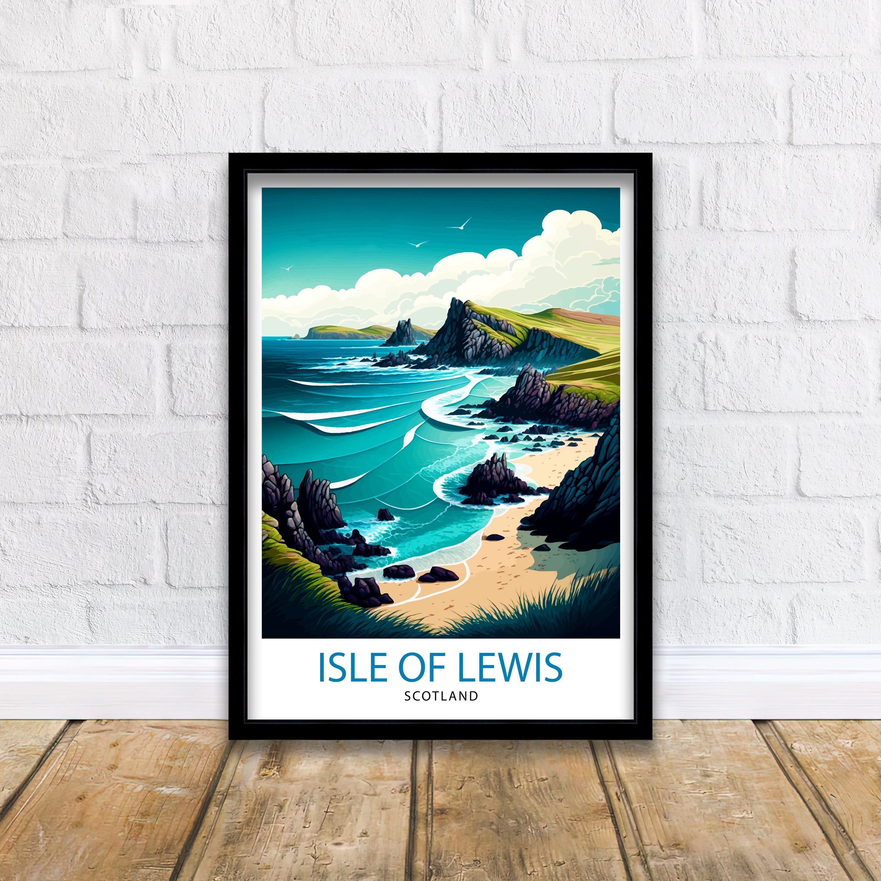 Isle of Lewis Travel Print Lewis Wall Decor Lewis Home Living Decor Lewis Illustration Travel Poster Gift for Isle of Lewis Lewis Home Decor