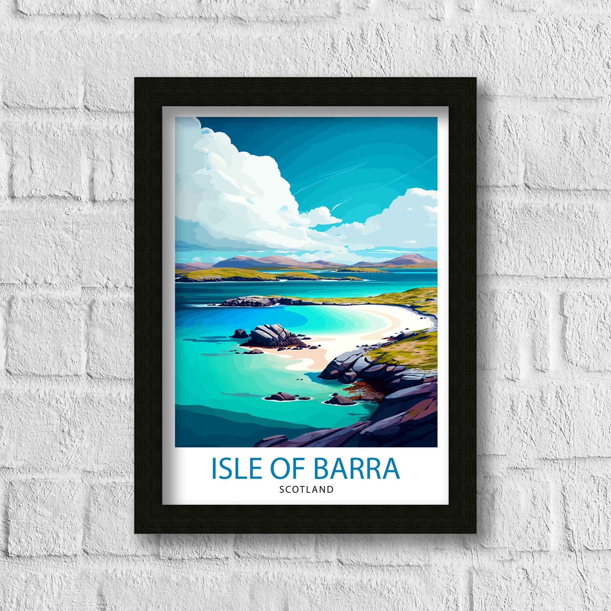 Isle of Barra Travel Print Barra Wall Decor Barra Home Living Decor Barra Illustration Travel Poster Gift For Barra Barra Home Decor