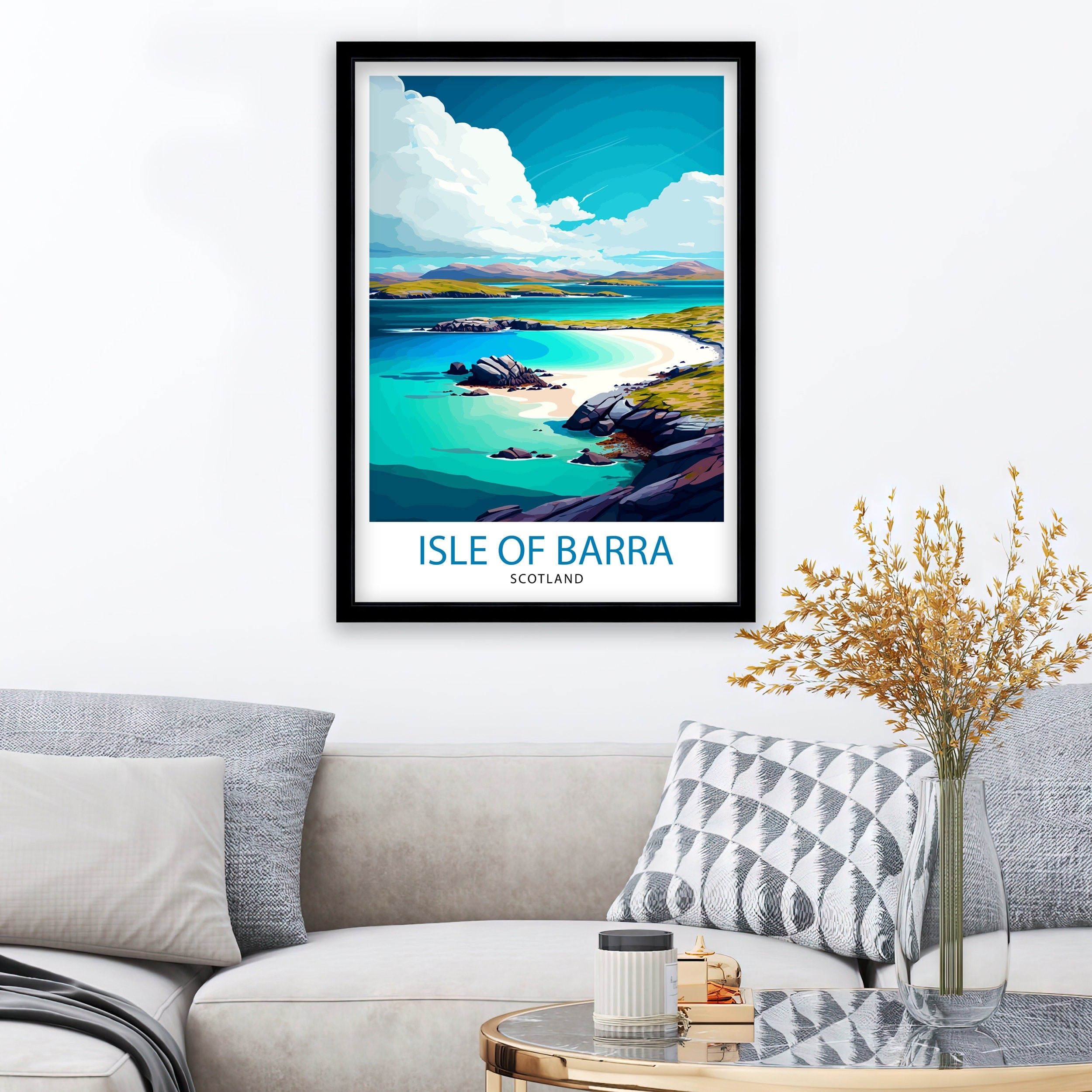 Isle of Barra Travel Print Barra Wall Decor Barra Home Living Decor Barra Illustration Travel Poster Gift For Barra Barra Home Decor