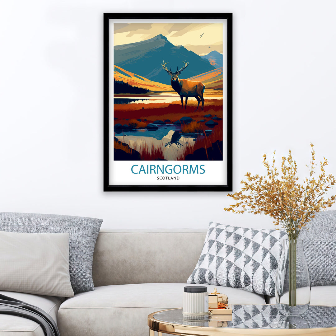 Cairngorms Scotland Travel Poster Wall Art Decor Scotland Mountains Poster Scottish Highlands Illustration Scotland Travel Poster Cairngorms