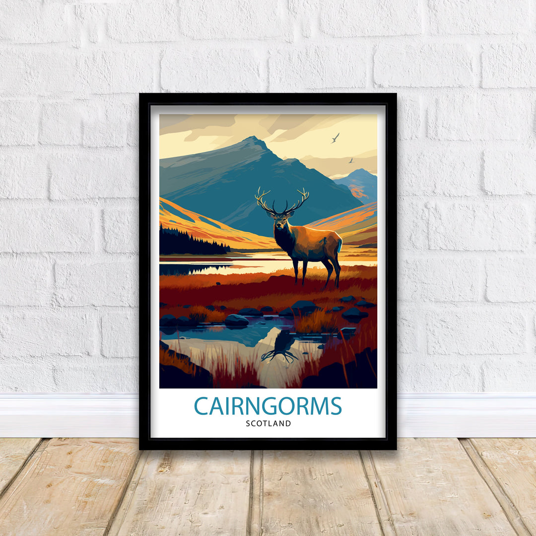 Cairngorms Scotland Travel Poster Wall Art Decor Scotland Mountains Poster Scottish Highlands Illustration Scotland Travel Poster Cairngorms