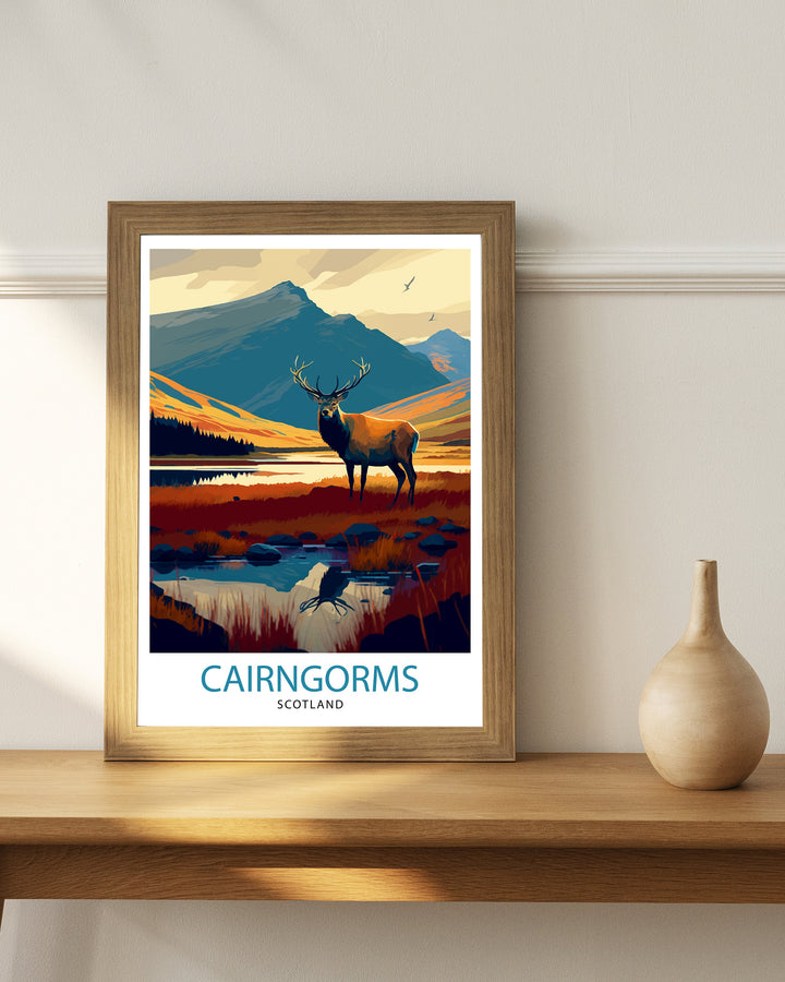 Cairngorms Scotland Travel Poster Wall Art Decor Scotland Mountains Poster Scottish Highlands Illustration Scotland Travel Poster Cairngorms