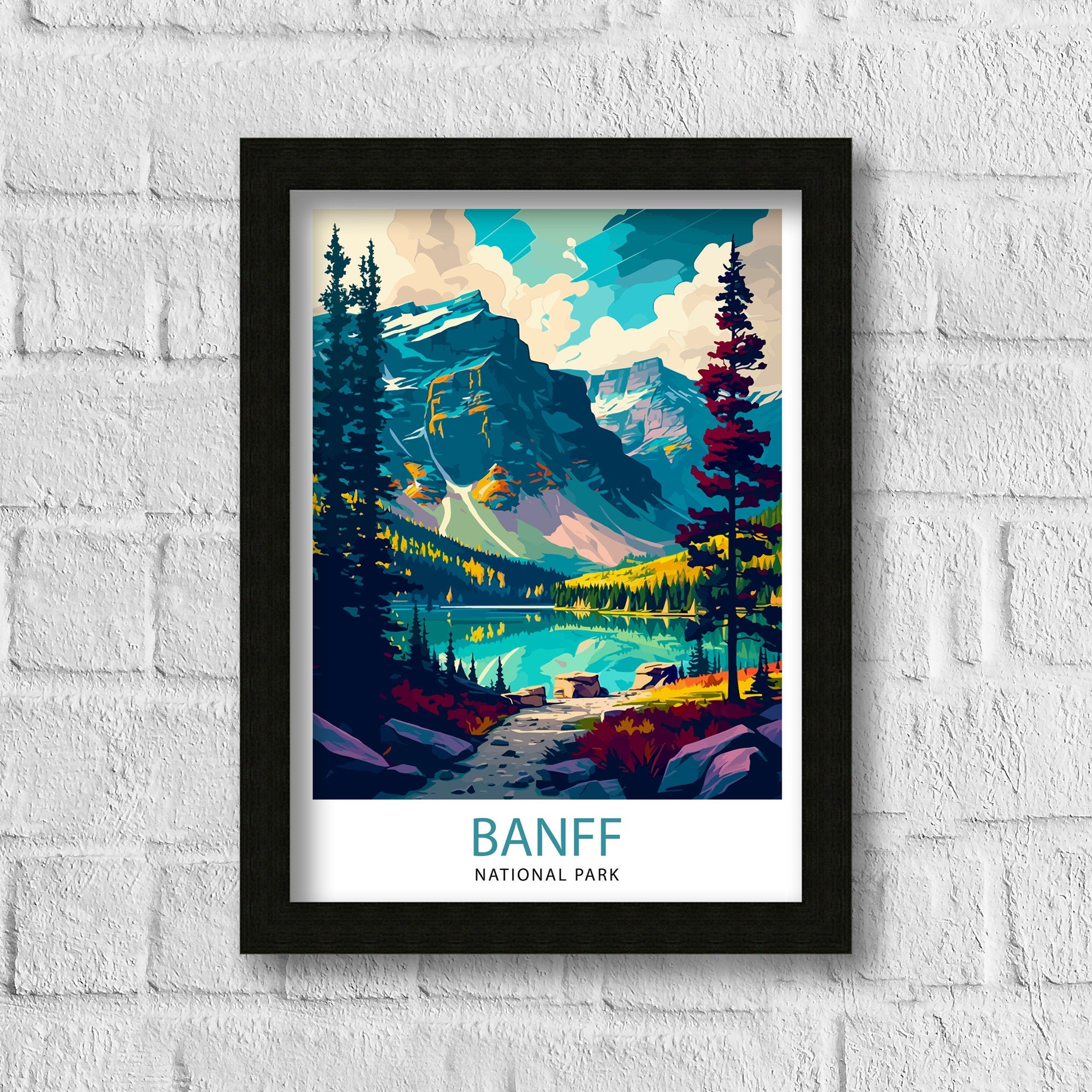 Banff National Park Travel Print Banff Wall Decor Banff Home Decor Banff Canada Illustration Travel Poster Gift For Banff Canada Home Decor