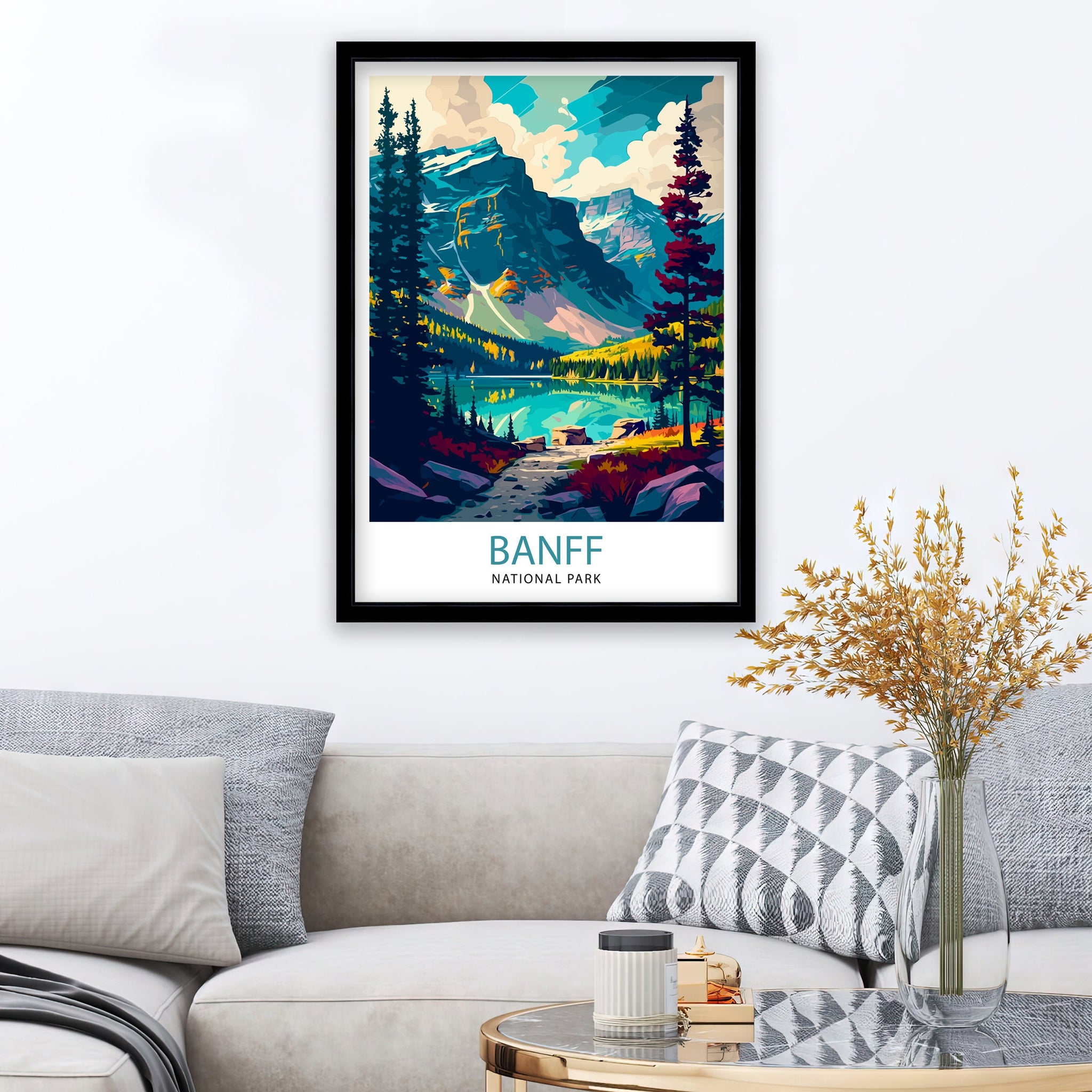 Banff National Park Travel Print Banff Wall Decor Banff Home Decor Banff Canada Illustration Travel Poster Gift For Banff Canada Home Decor