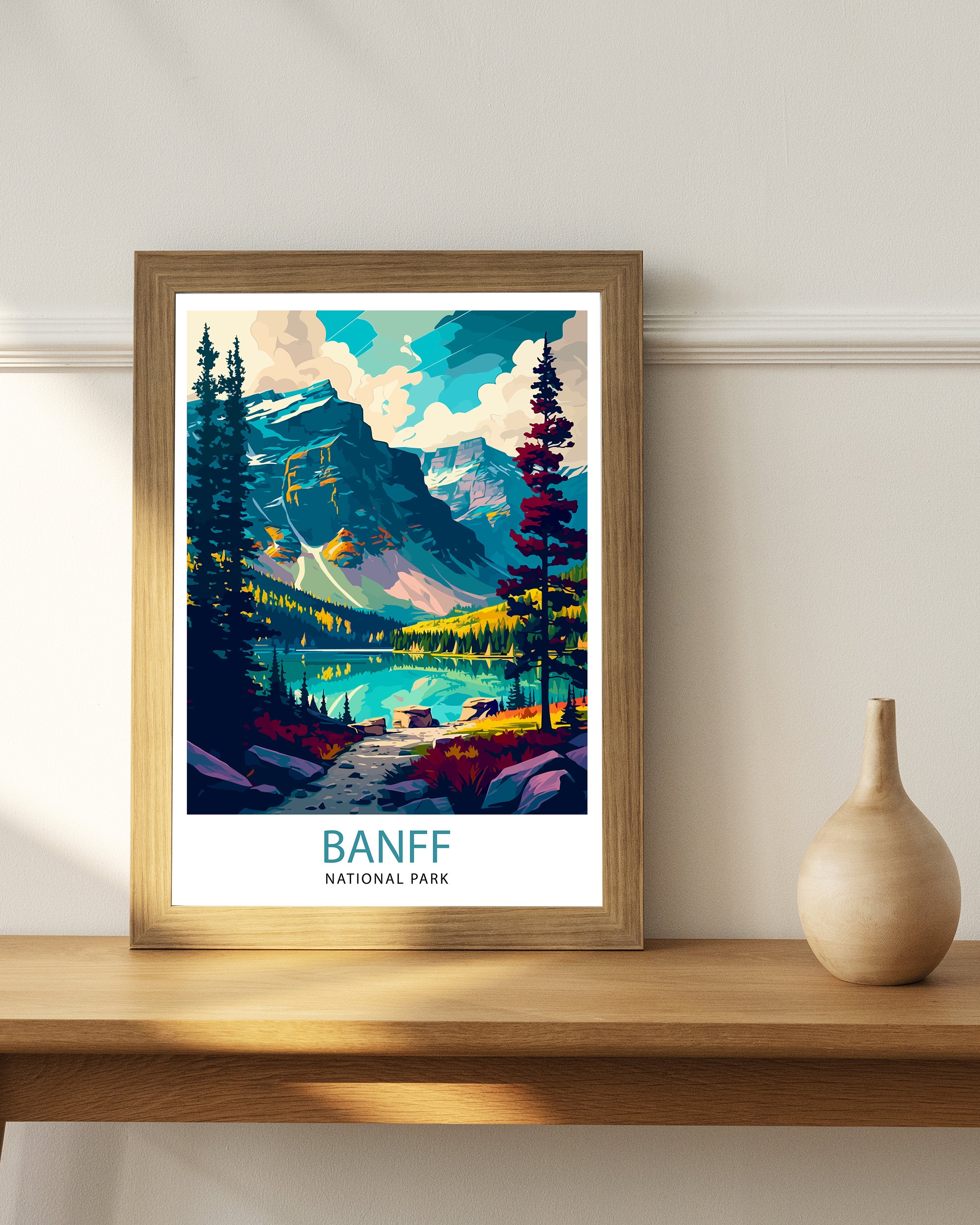 Banff National Park Travel Print Banff Wall Decor Banff Home Decor Banff Canada Illustration Travel Poster Gift For Banff Canada Home Decor