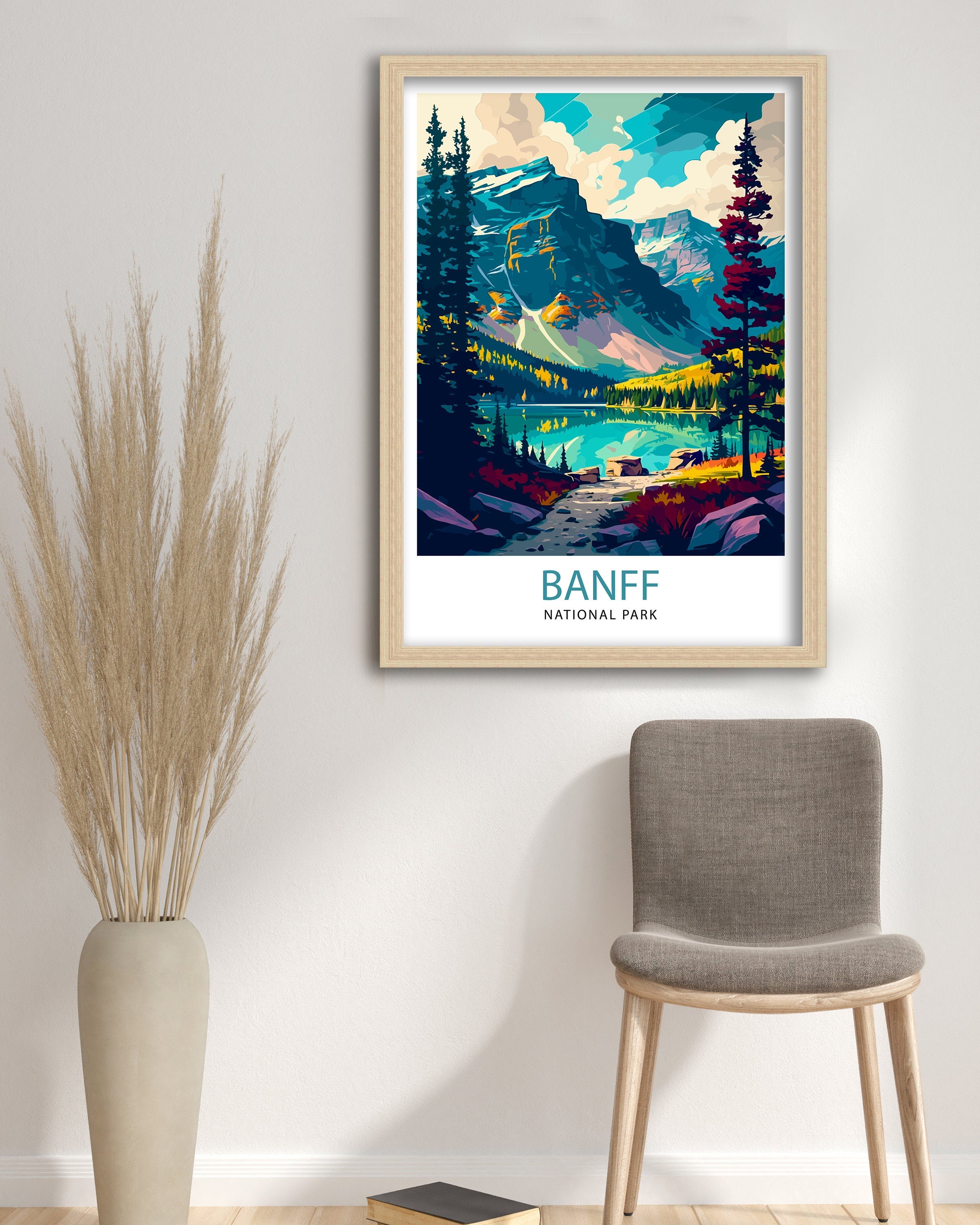 Banff National Park Travel Print Banff Wall Decor Banff Home Decor Banff Canada Illustration Travel Poster Gift For Banff Canada Home Decor