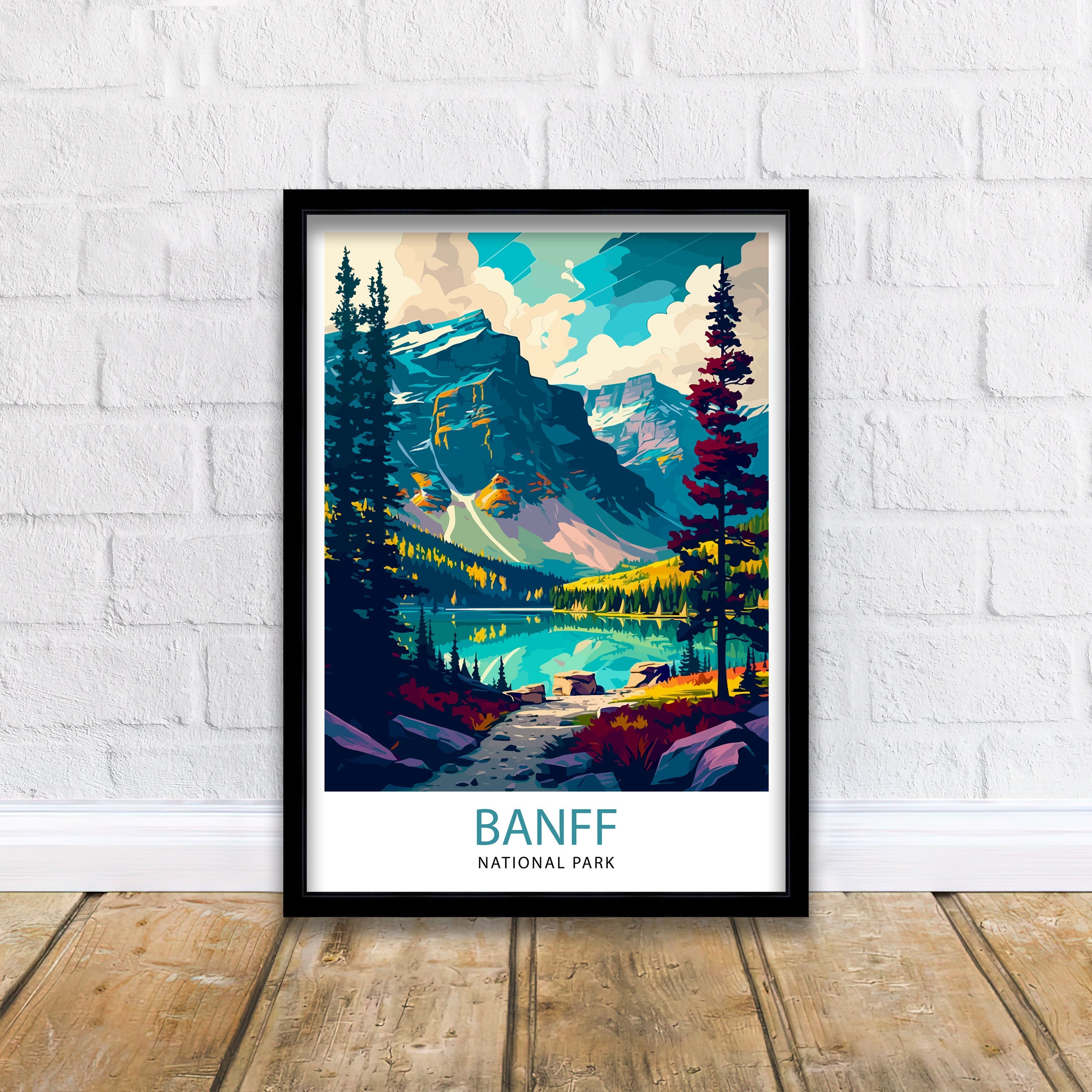 Banff National Park Travel Print Banff Wall Decor Banff Home Decor Banff Canada Illustration Travel Poster Gift For Banff Canada Home Decor