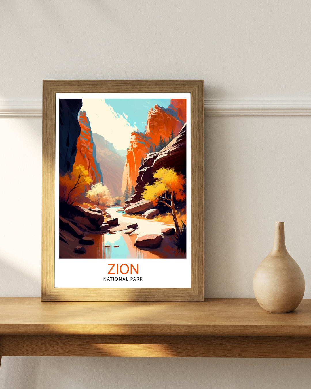Zion National Park Travel Print Utah Wall Decor Zion Canyon Illustration Travel Poster Gift for Hiker Adventure Wall Art Zion Park Home