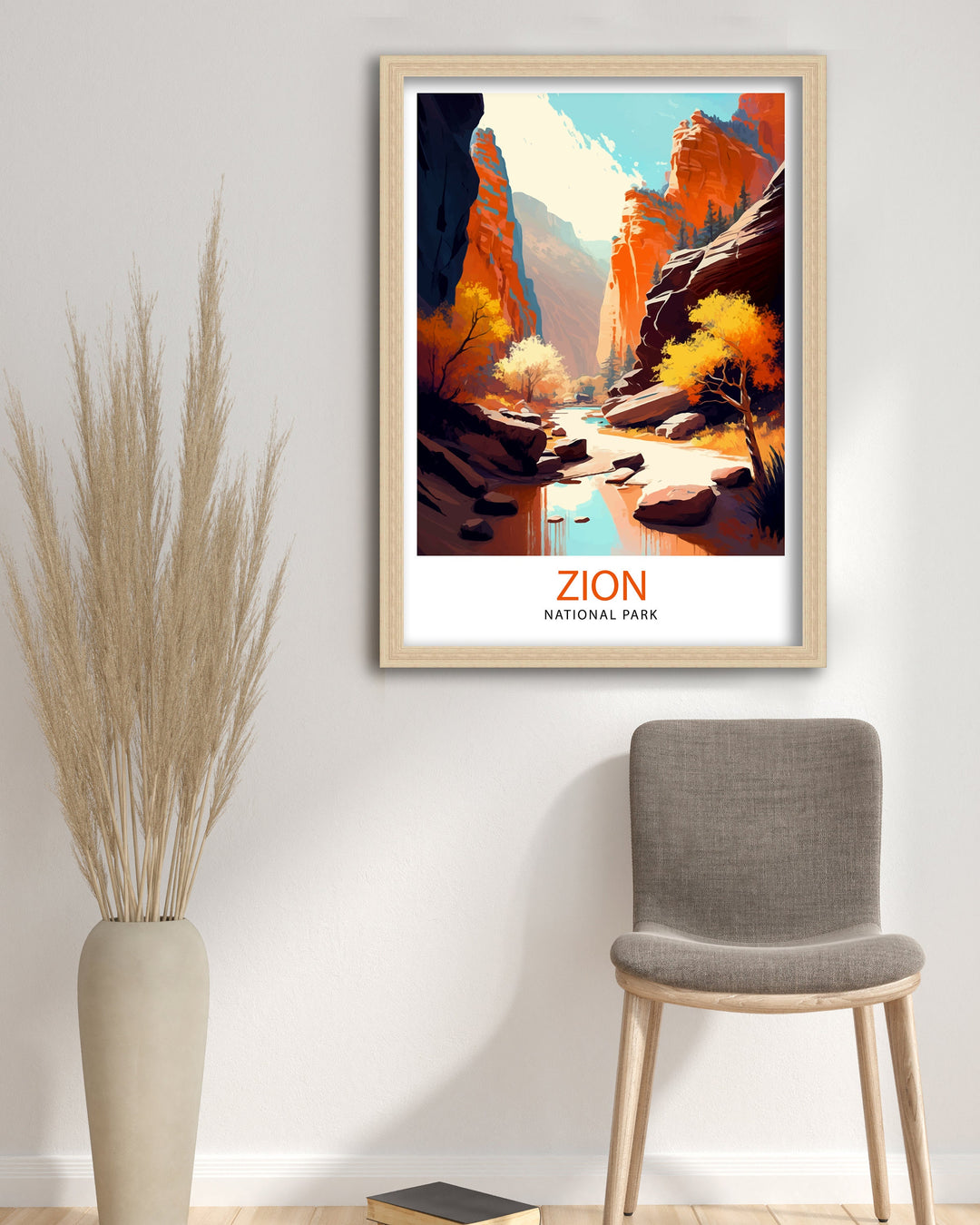 Zion National Park Travel Print Utah Wall Decor Zion Canyon Illustration Travel Poster Gift for Hiker Adventure Wall Art Zion Park Home