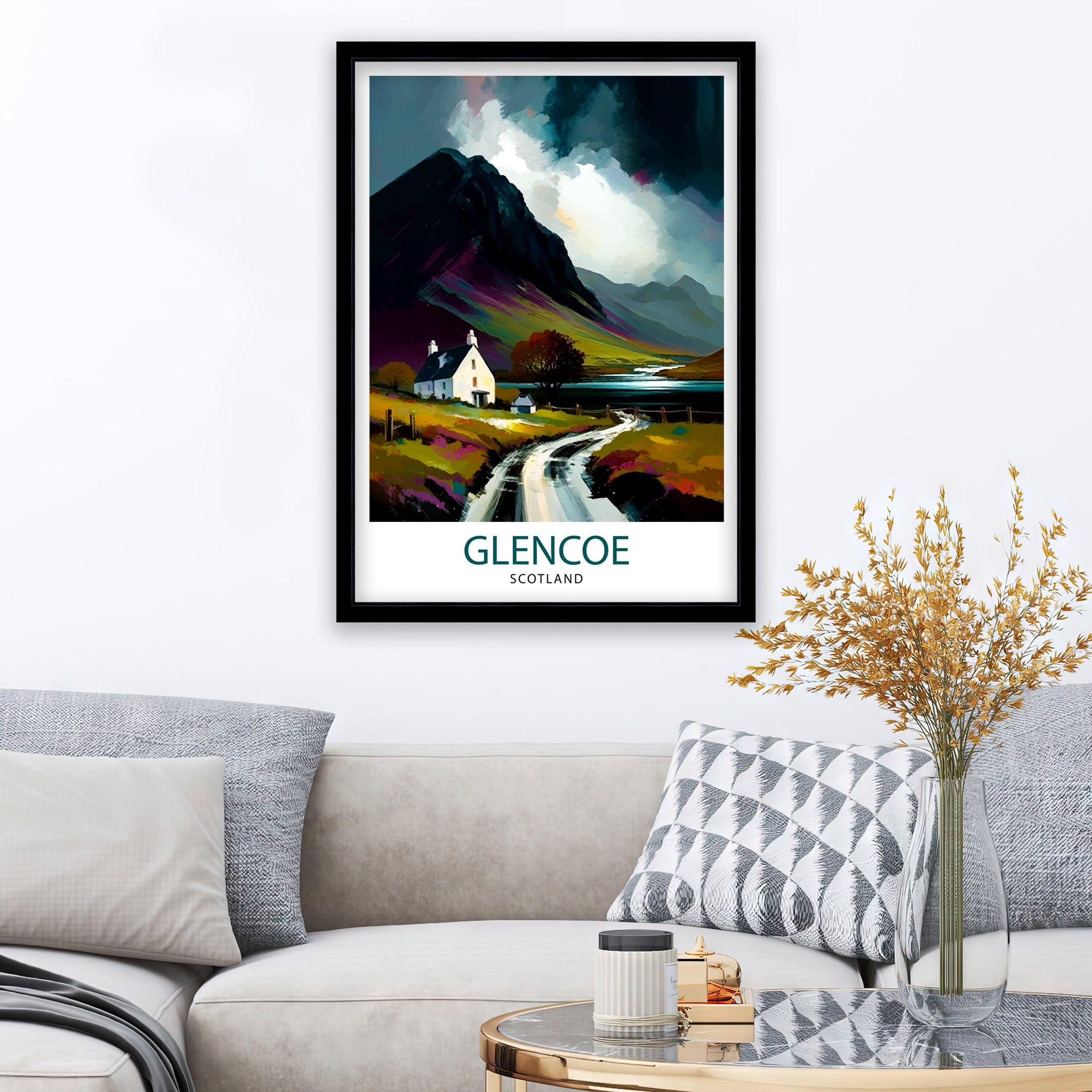 Glencoe Scotland Travel Print Wall Decor Scotland Highlands Glencoe Valley Scottish Landscape Travel Poster Scotland Home Decor