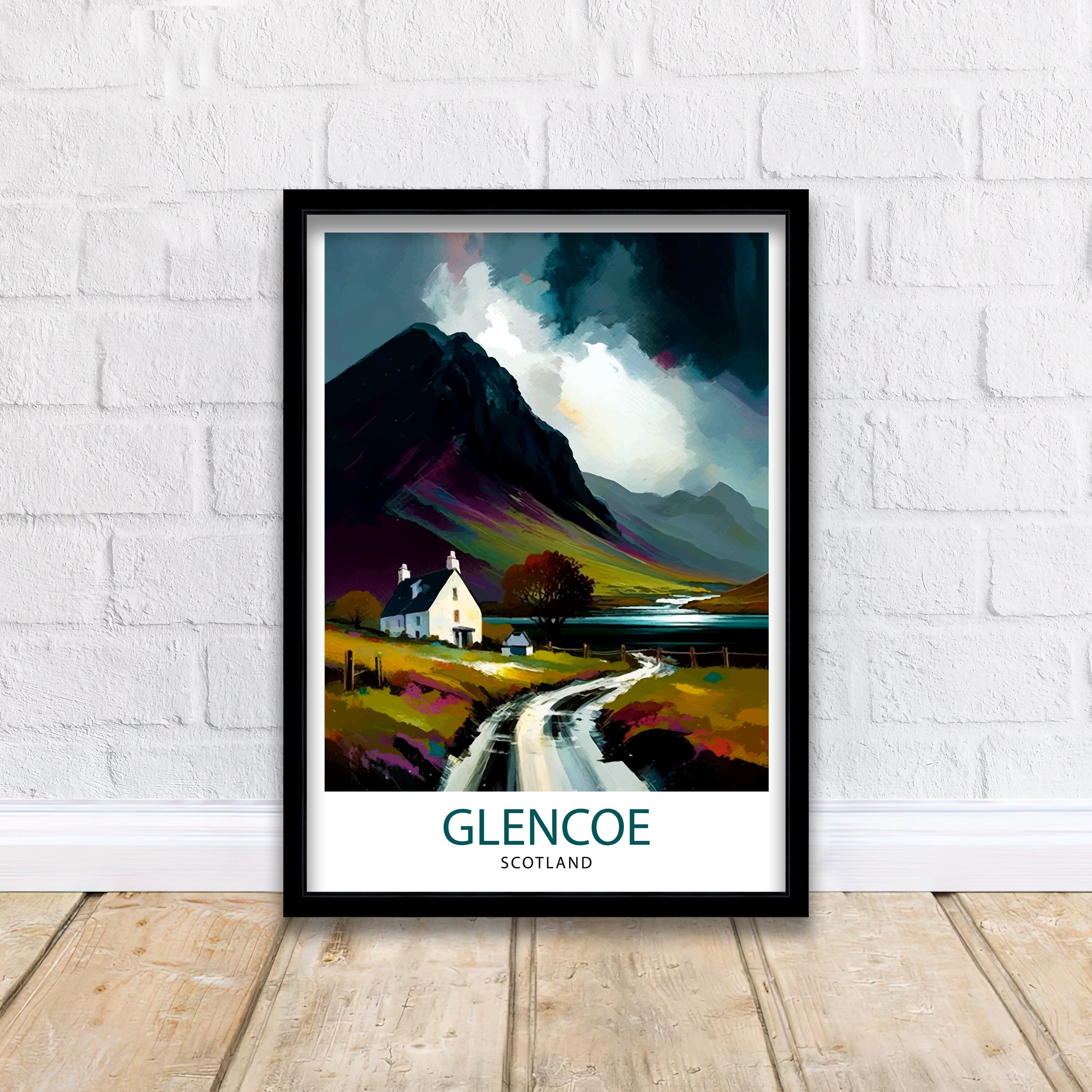 Glencoe Scotland Travel Print Wall Decor Scotland Highlands Glencoe Valley Scottish Landscape Travel Poster Scotland Home Decor