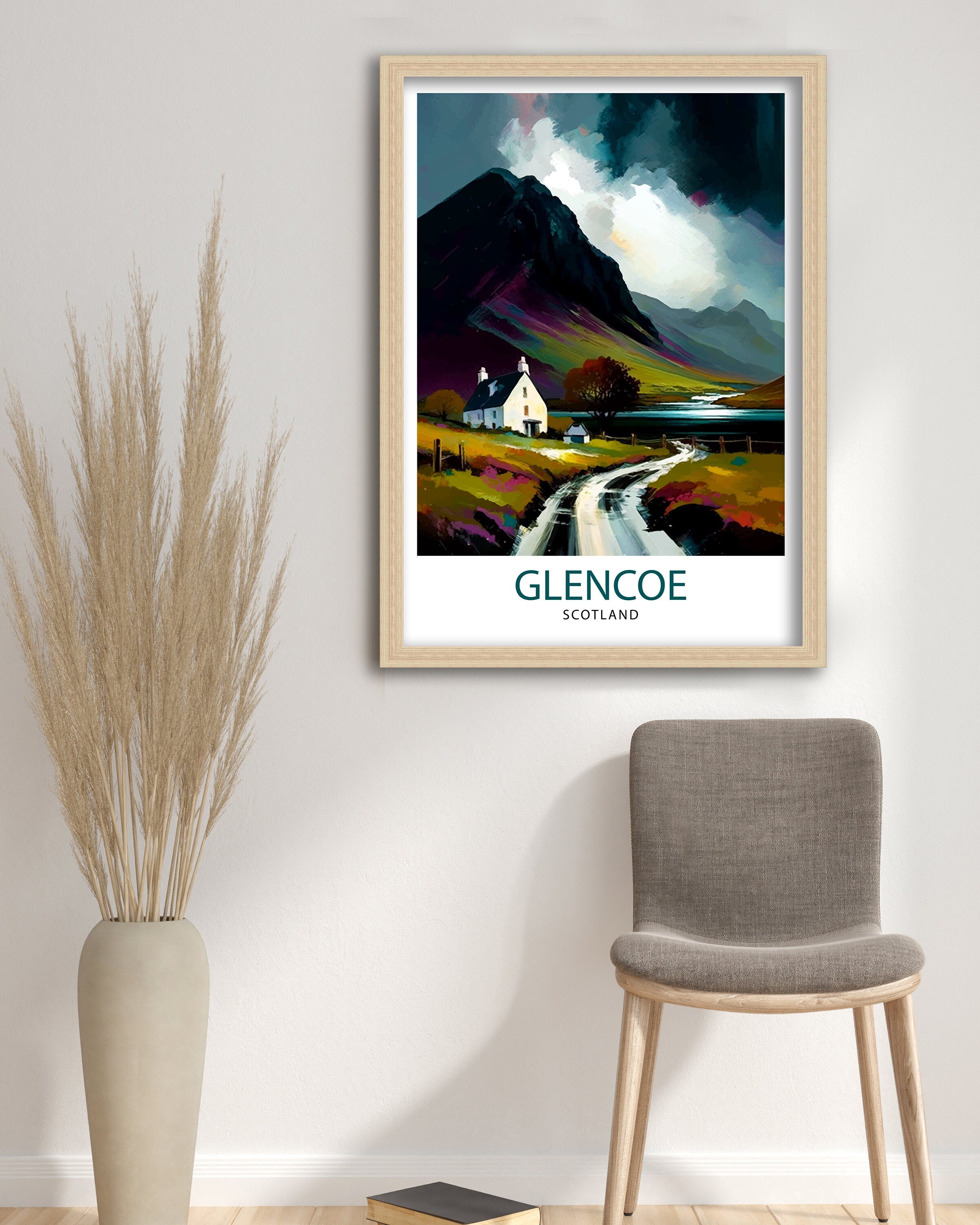 Glencoe Scotland Travel Print Wall Decor Scotland Highlands Glencoe Valley Scottish Landscape Travel Poster Scotland Home Decor