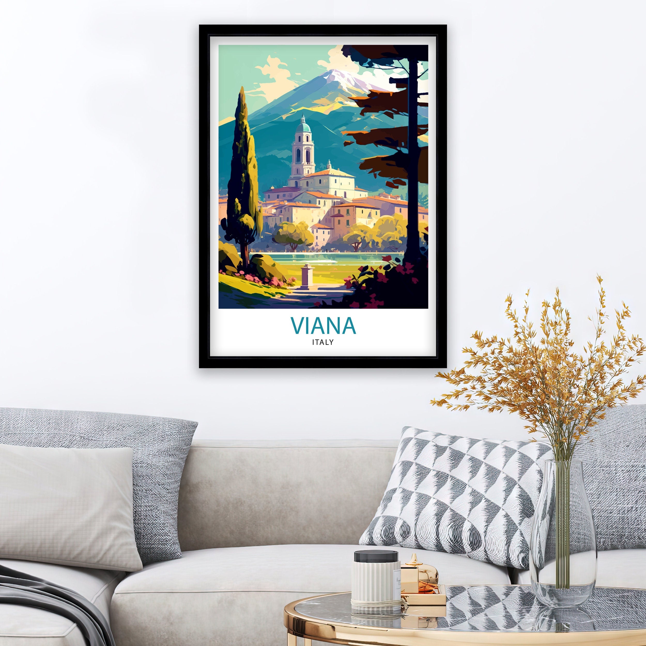 Viana Italy Travel Print Viana Wall Decor Viana Home Living Decor Viana Italy Illustration Travel Poster Gift for Viana Italy Home Decor